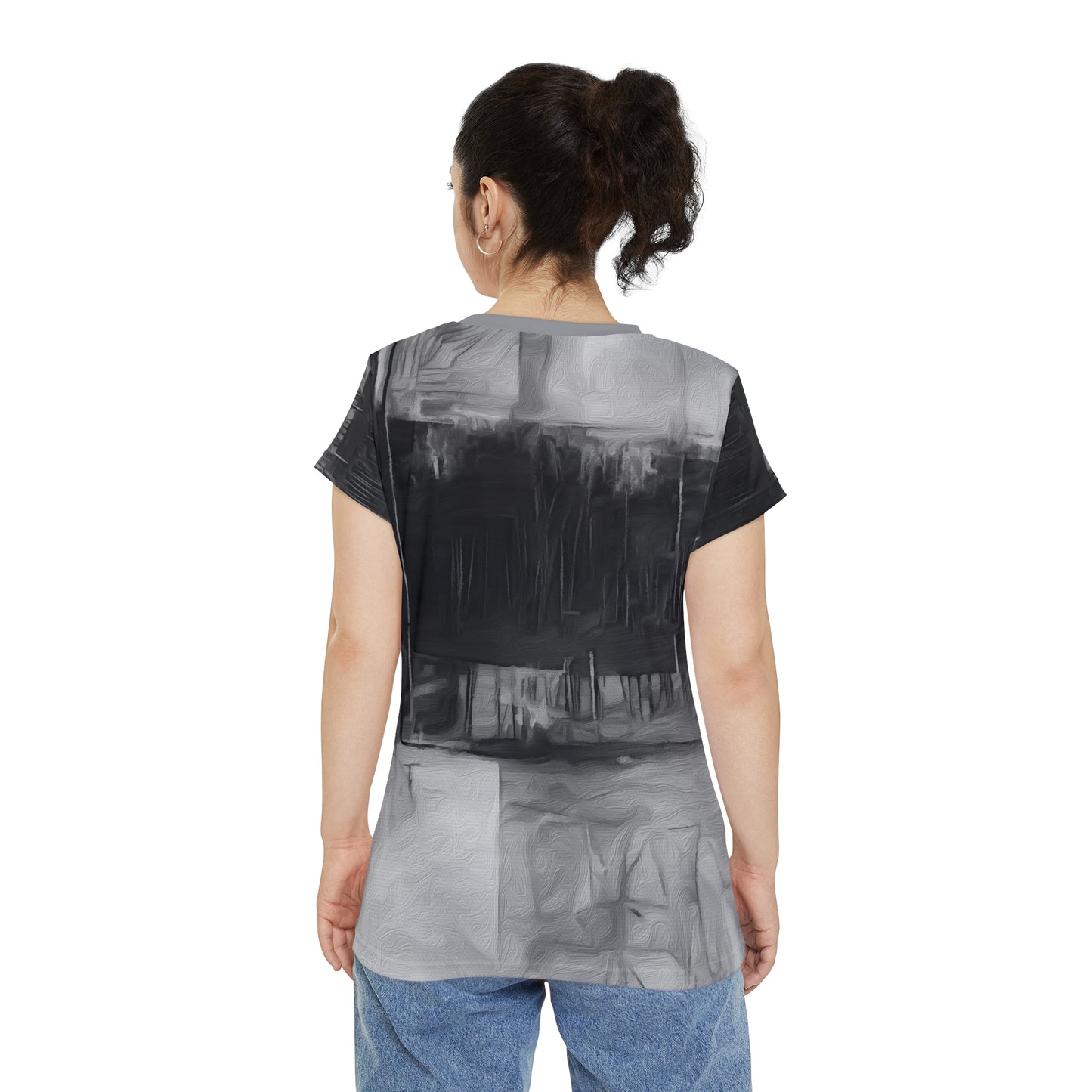 Graphic Dressage Art Dressage Text  Women's Short Sleeve Shirt (AOP) Horse Lover Gift