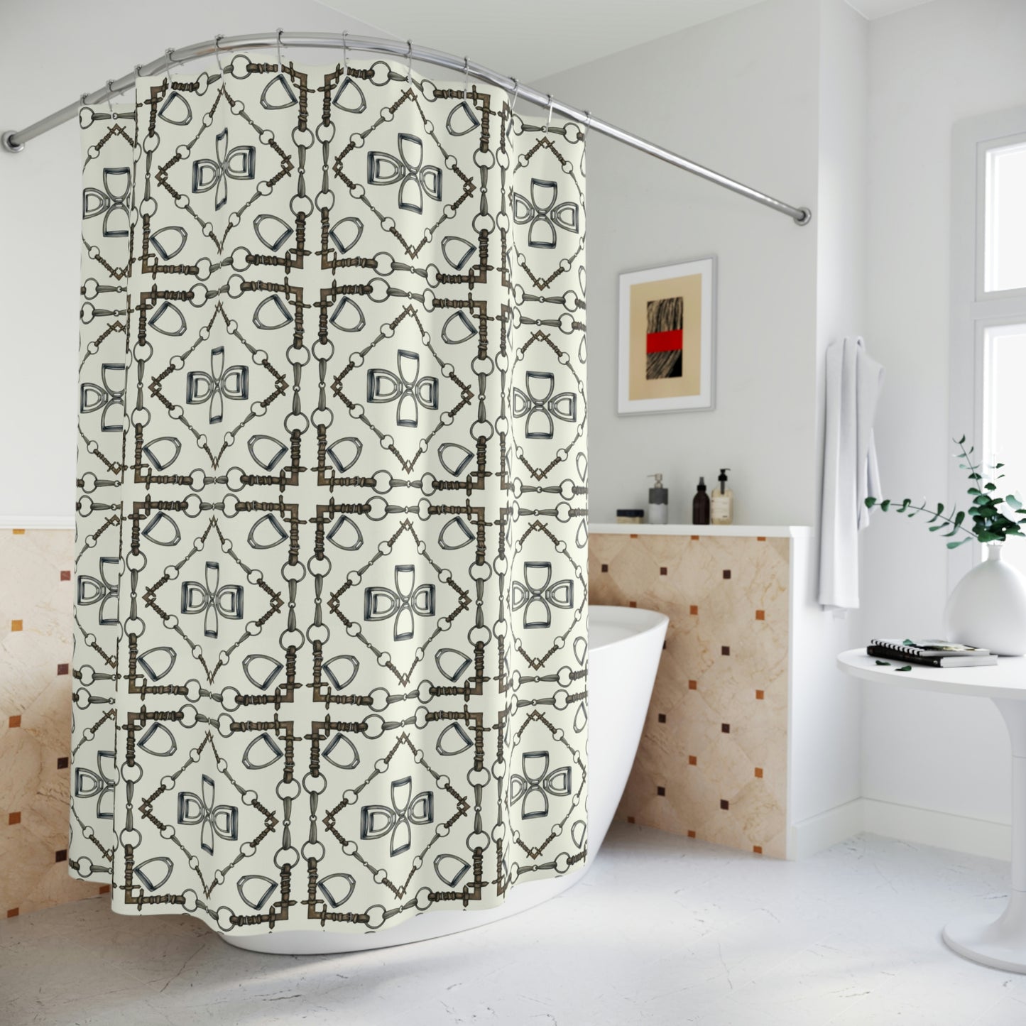 Snaffle bit stirrup Polyester Shower Curtain