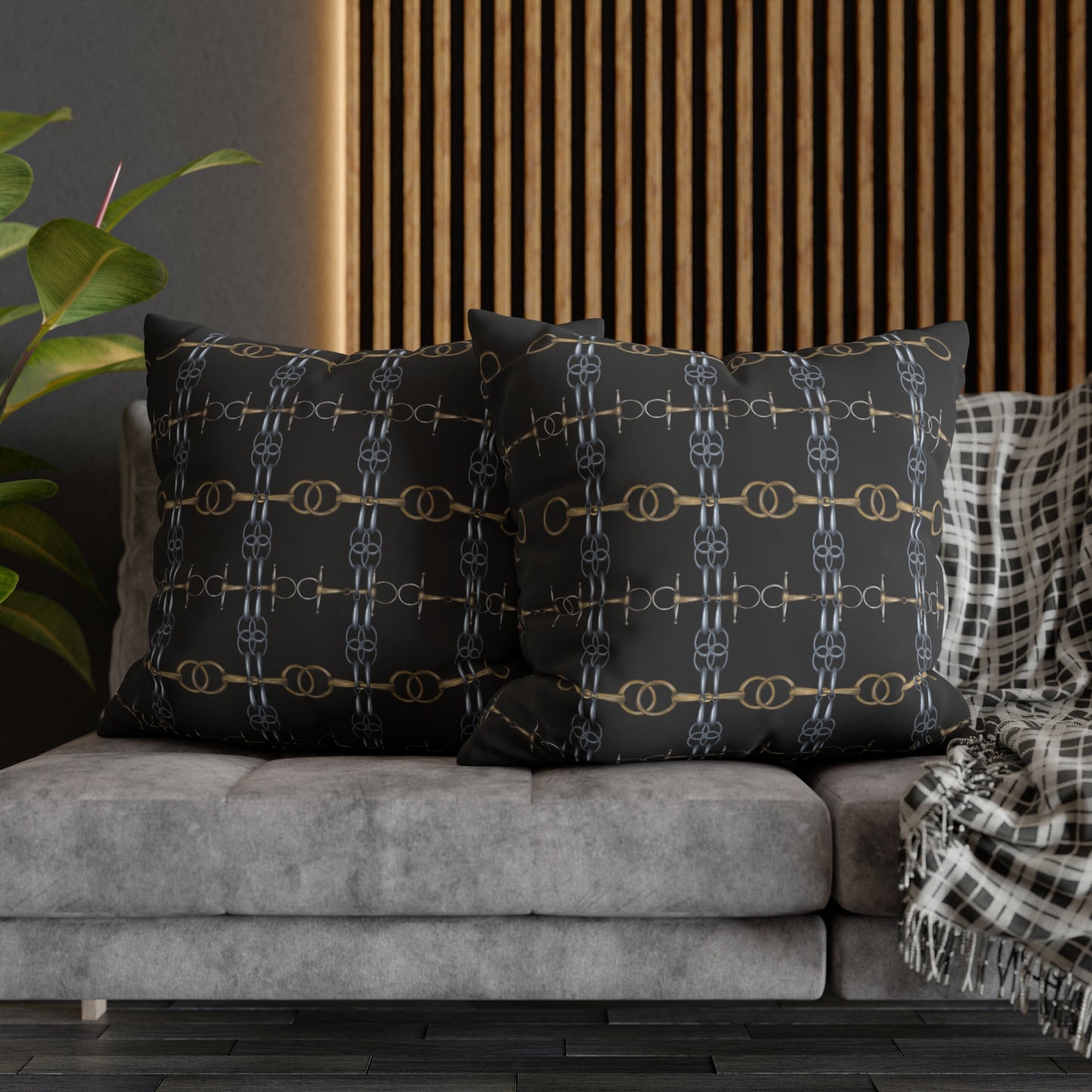 Black Bit Motif Double Sided Pillow Case