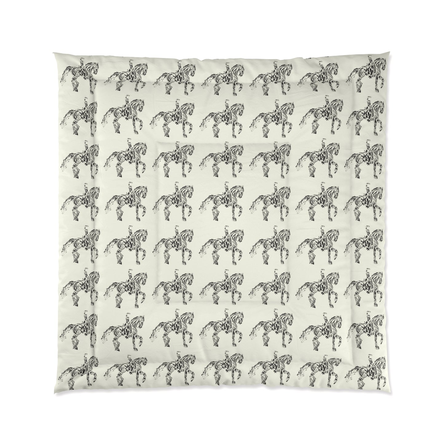 Black and Ivory Dressage Horse Motif Comforter