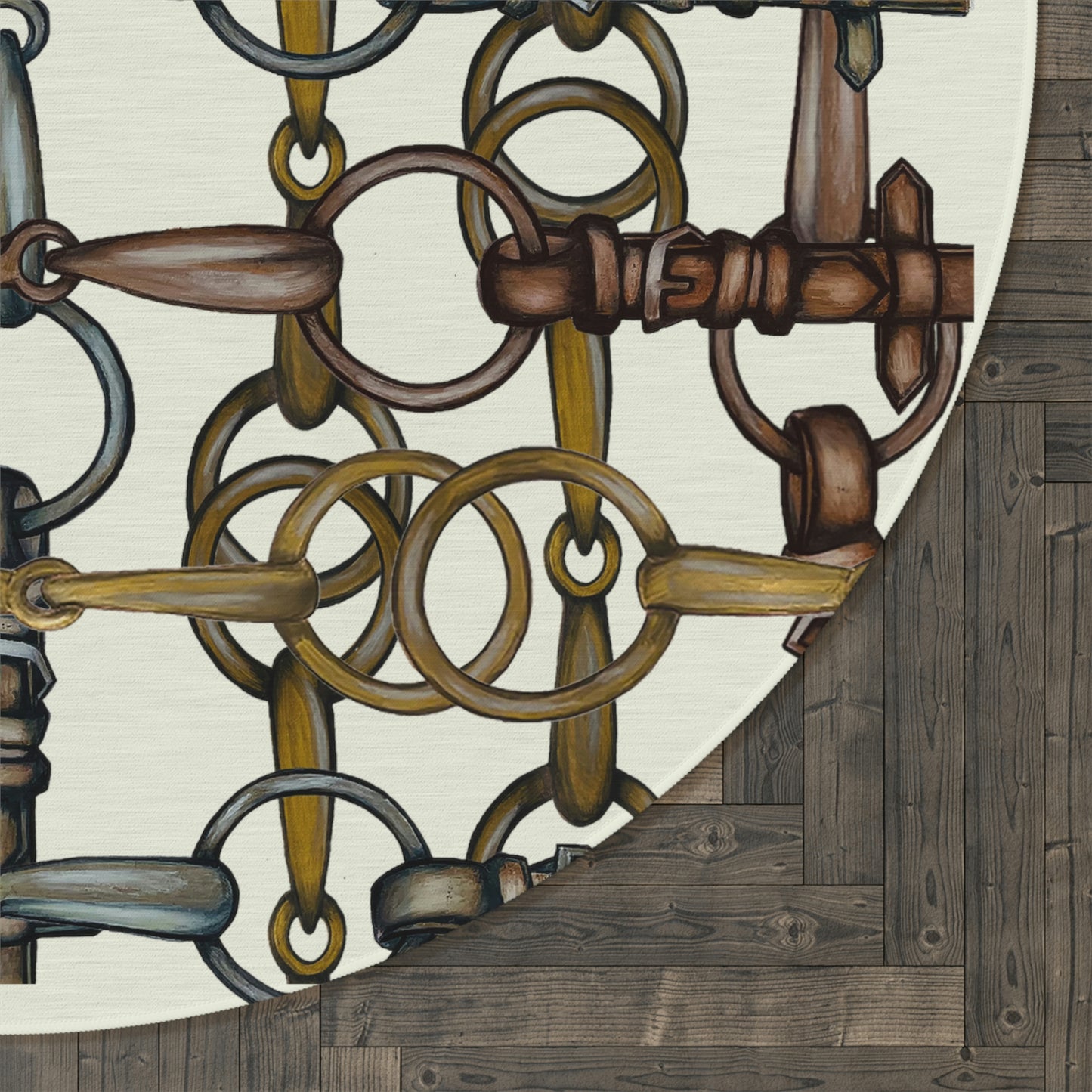 snaffle Bit motif Equestrian Round Rug