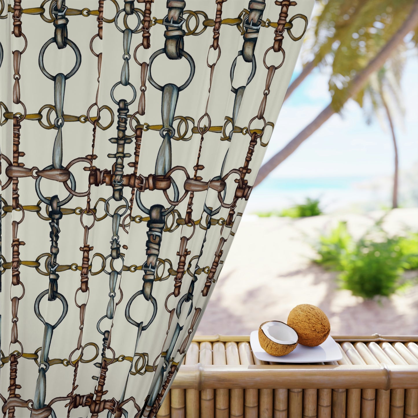 Cream Dressage Bit Window Curtains (1 Piece)