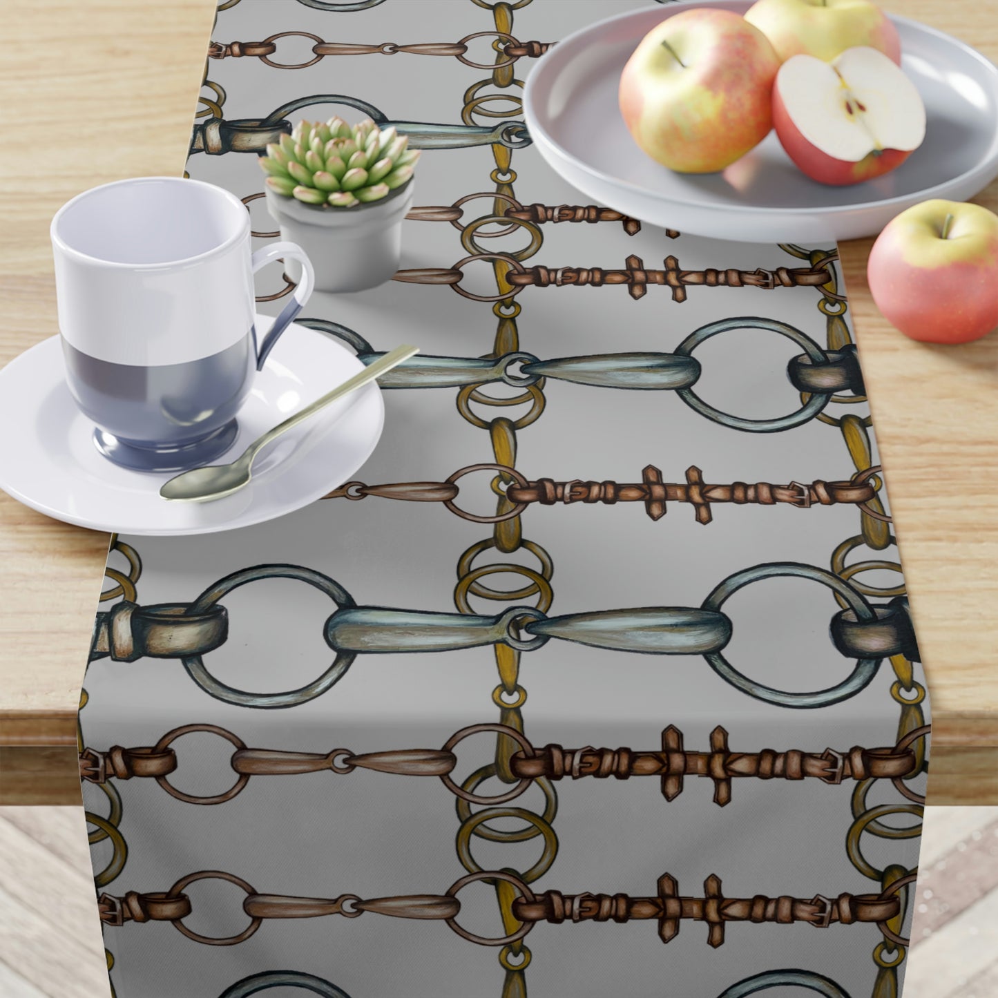 Gray snaffle Bit Table Runner