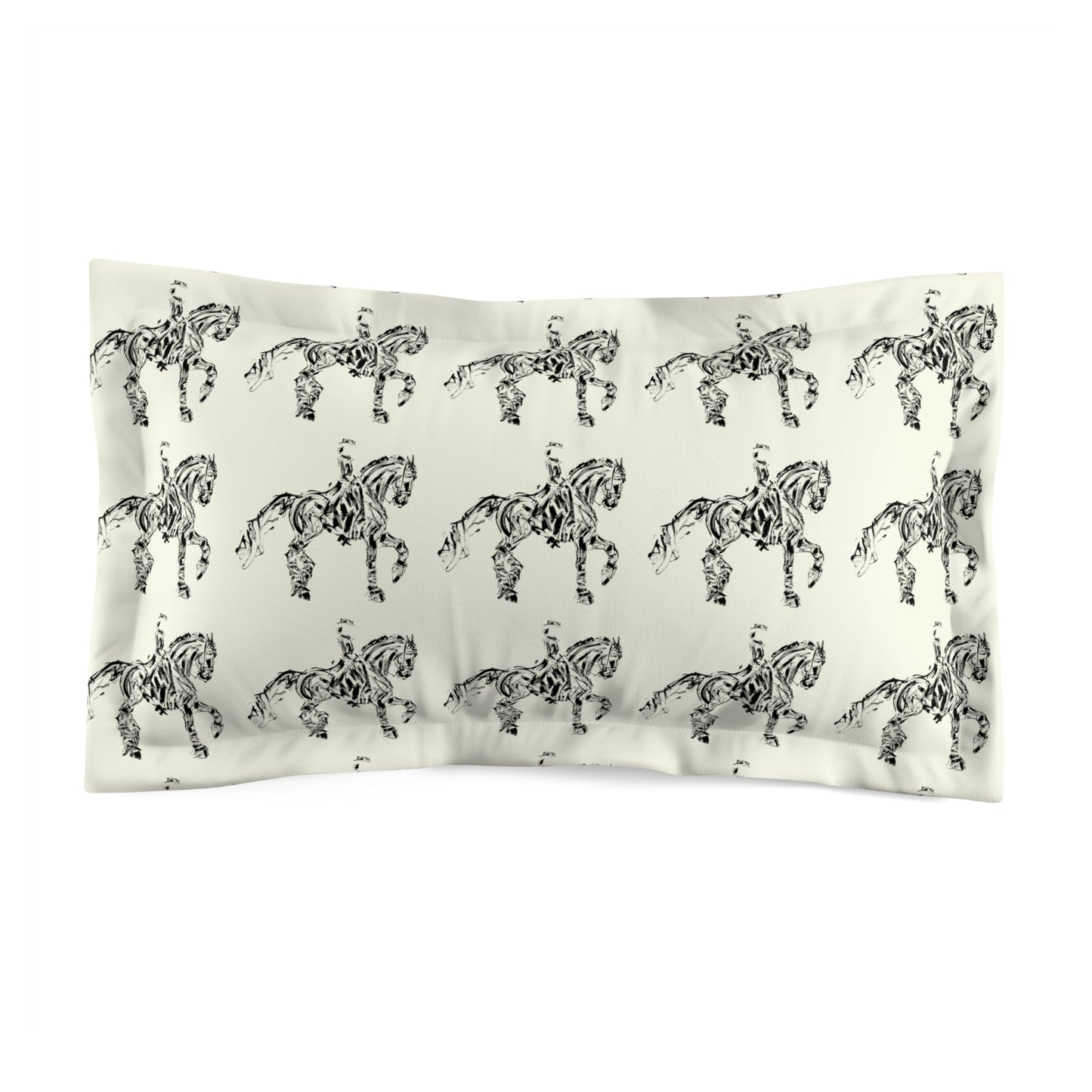 Black and Ivory Dressage Horse Microfiber Pillow Sham