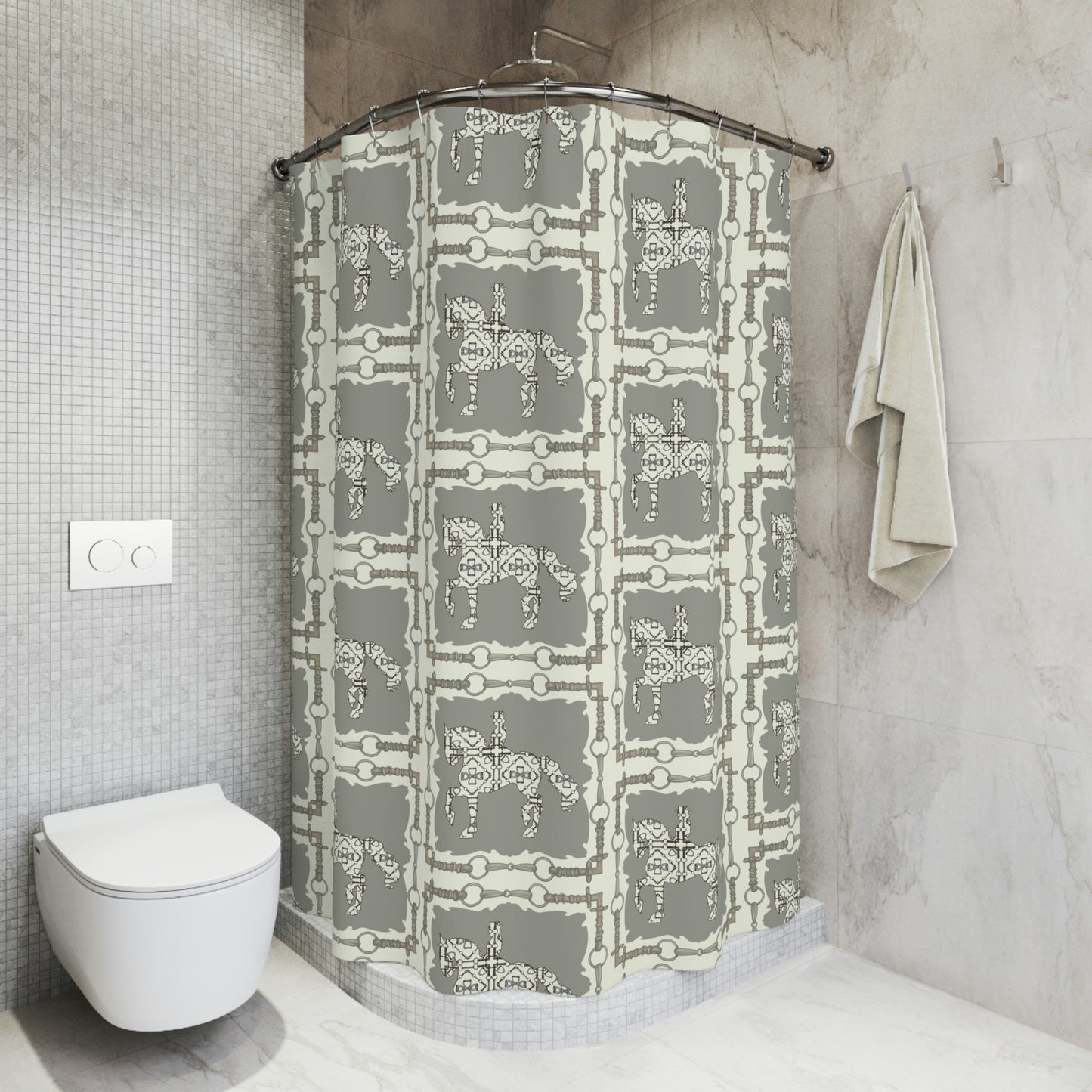 Ivory Dressage Horse Equestrian Shower Curtain