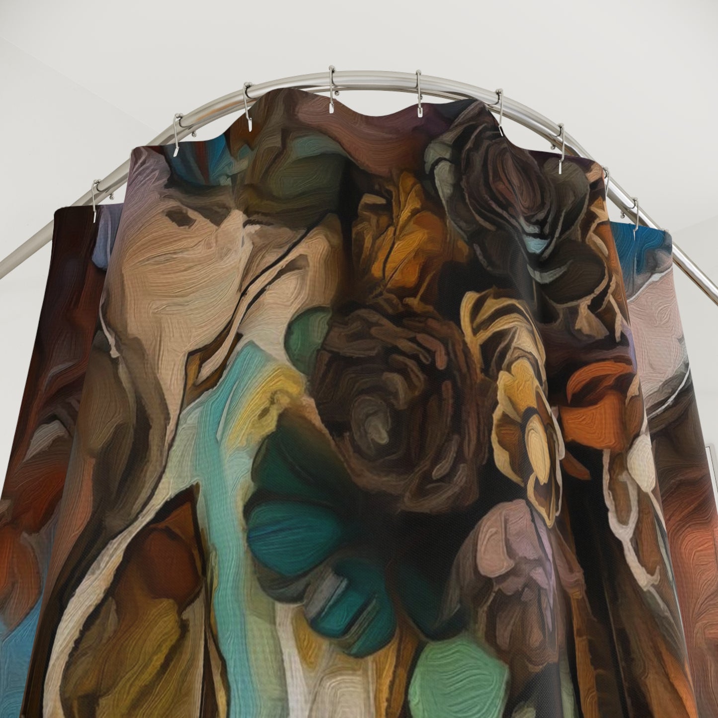 Southwestern Sugar Skull Vendor BackDrop . Horse art Polyester Shower Curtain. My artwork Printed on a curtain