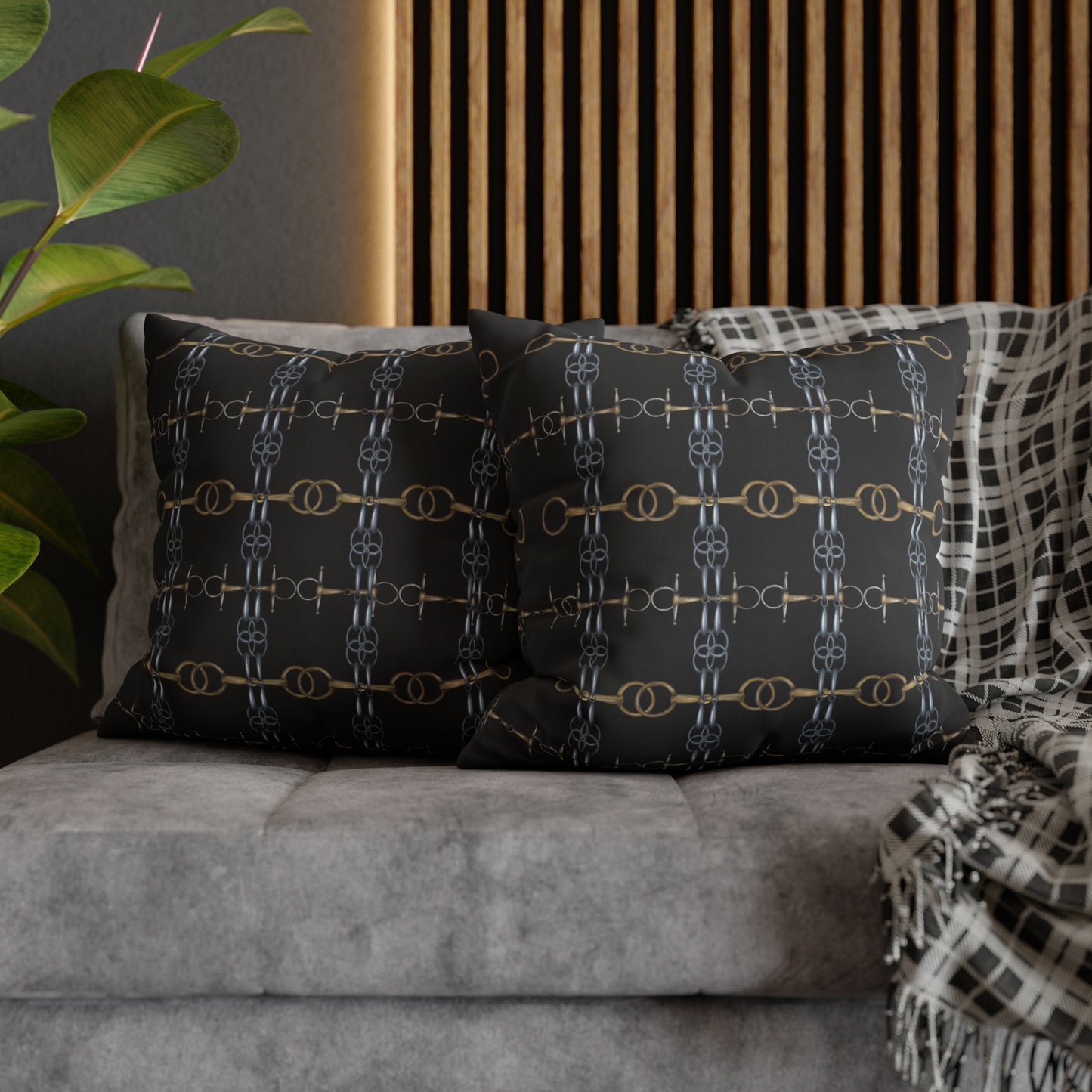 Black Bit Motif Double Sided Pillow Case
