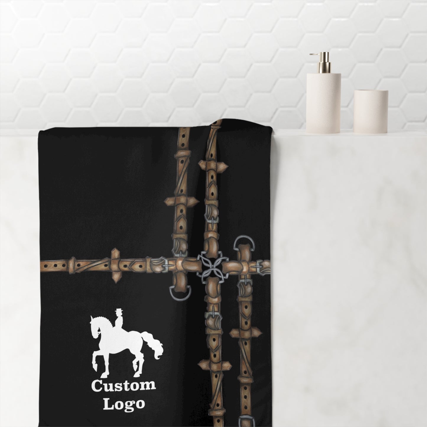 Black Customizable Horse Show Towel