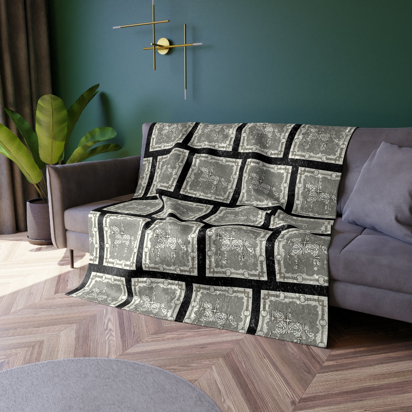 Dressage Piaffe Bit Crushed Velvet Blanket