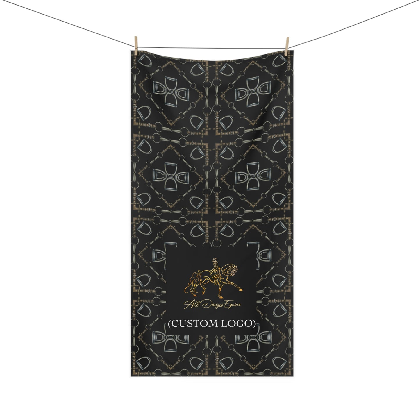 Custom Logo with Geometric Bit Pattern Luxury Bath Towel