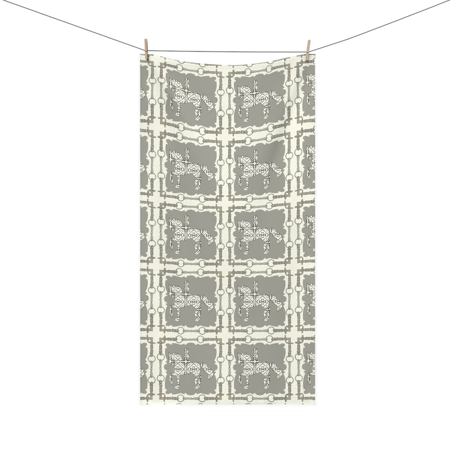 Ivory and Gray Dressage Horse Show/Bath Towel