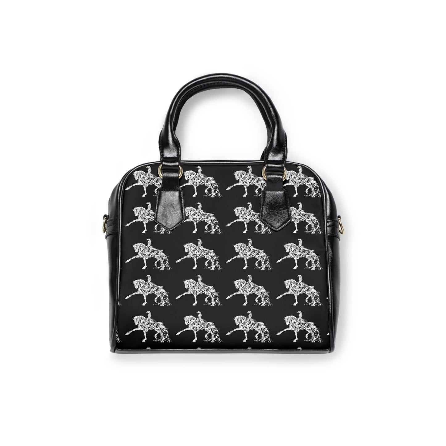 Black Piaffe Dressage Horse Shoulder Handbag/Purse