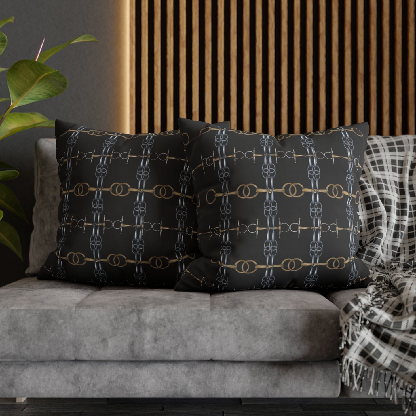 Black Bit Motif Double Sided Pillow Case