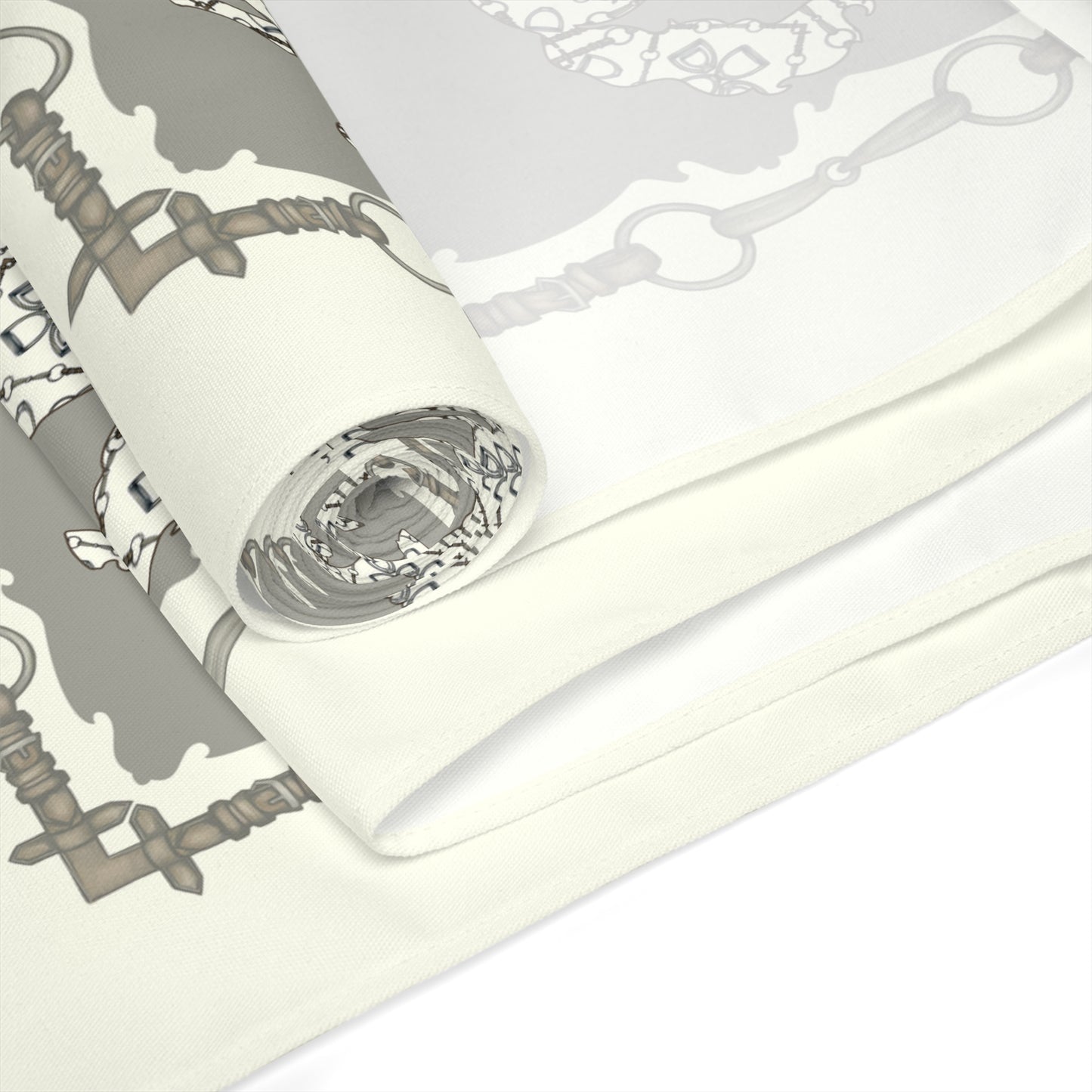Ivory Dressage Horse Bit Motif Table Runner