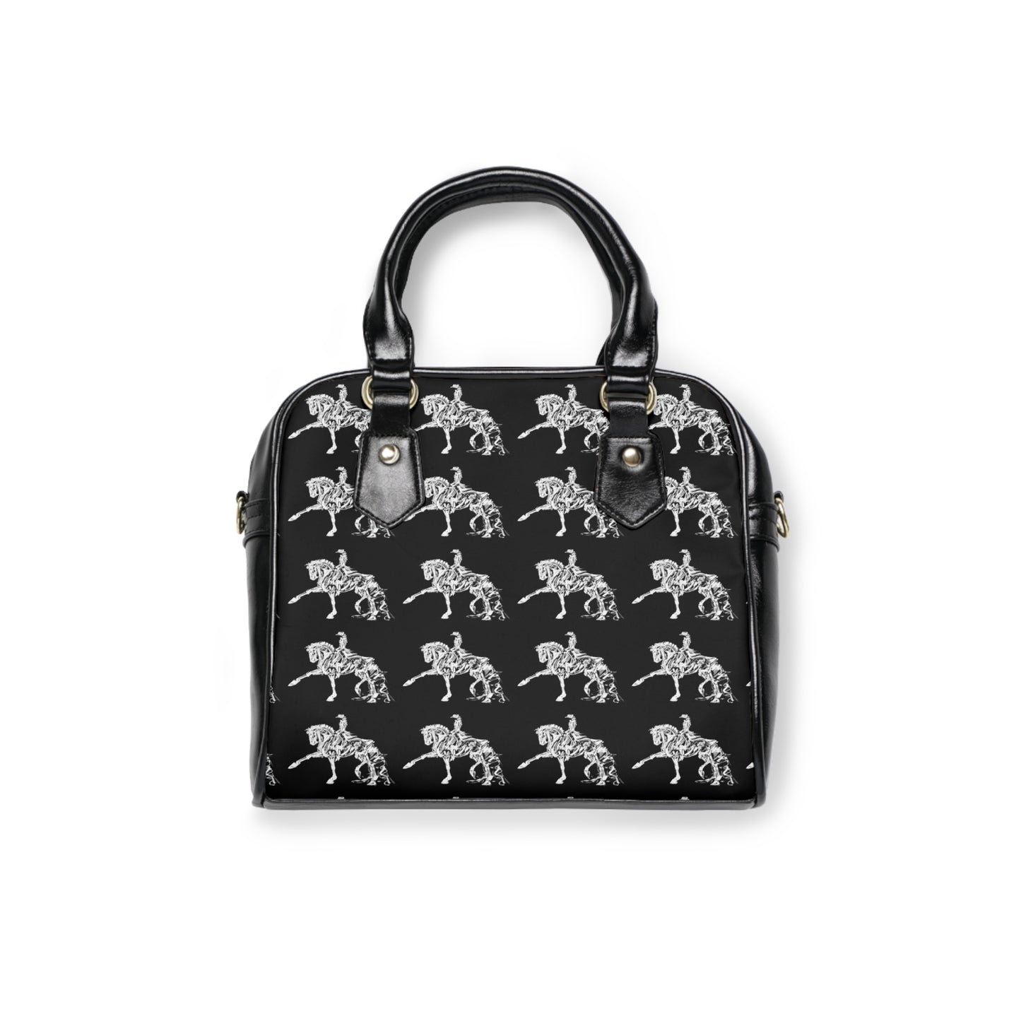Black Piaffe Dressage Horse Shoulder Handbag/Purse