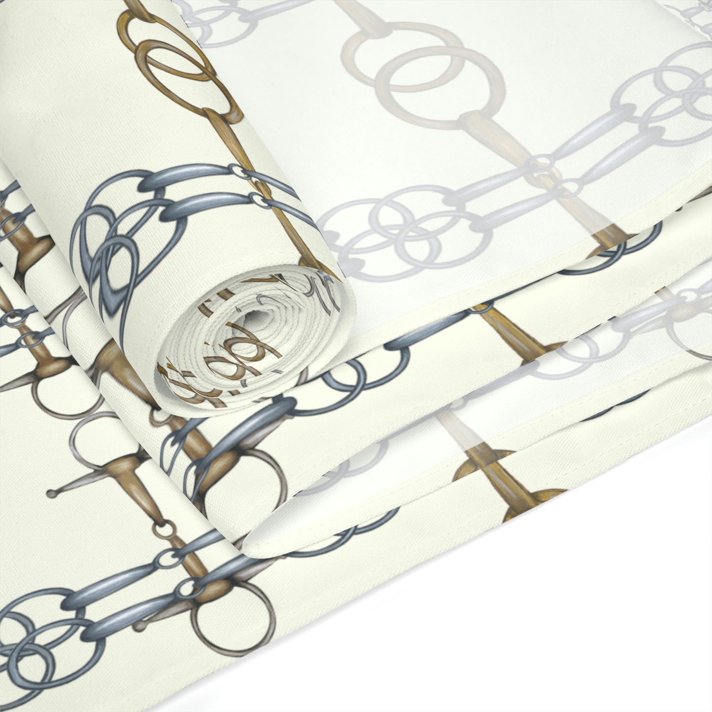 Equestrian Snaffle Bit ivory Table Runner