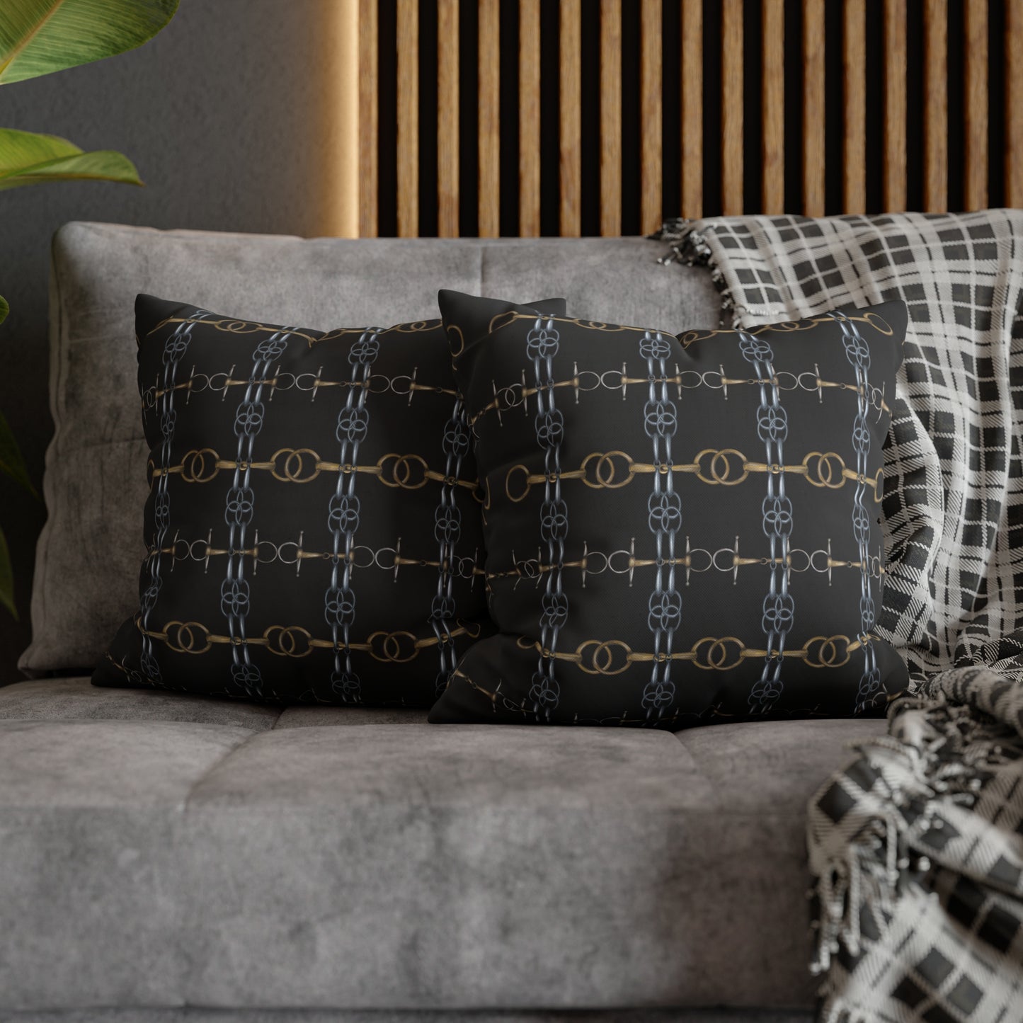 Black Bit Motif Double Sided Pillow Case
