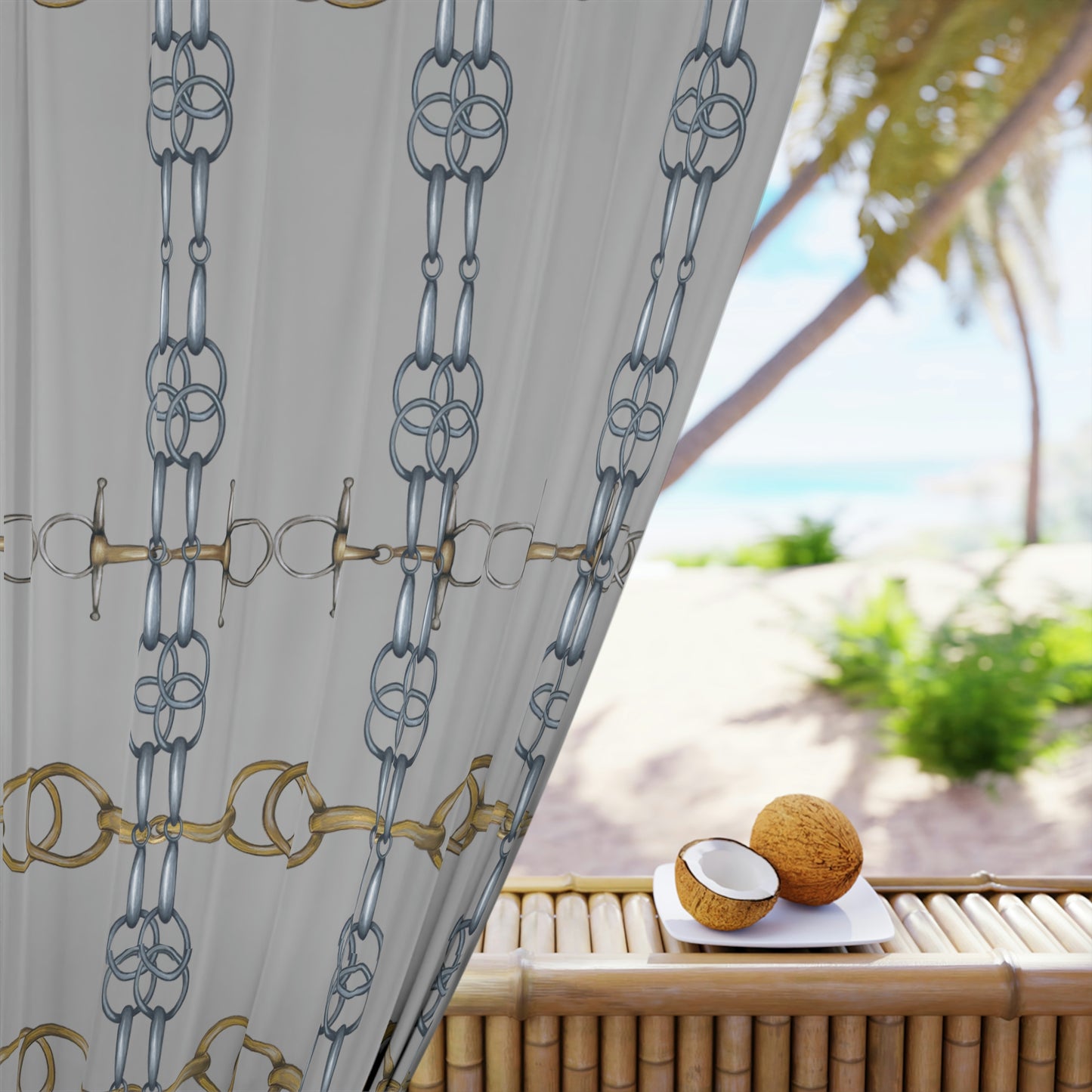 Gray Dressage Bit Window Curtains (1 Piece)