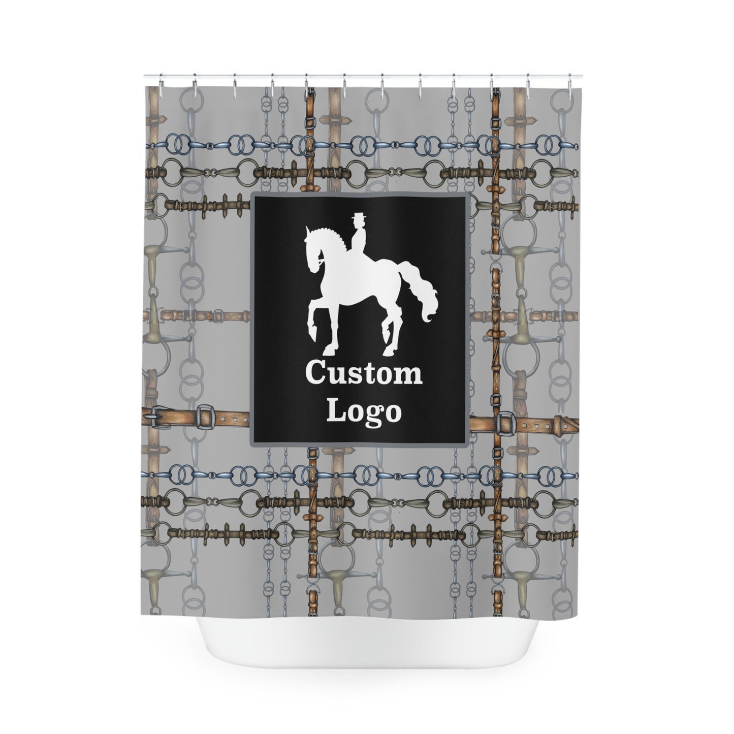 Custom Logo Equestrian Bit Shower Curtain/Horse Show Stall Curtain