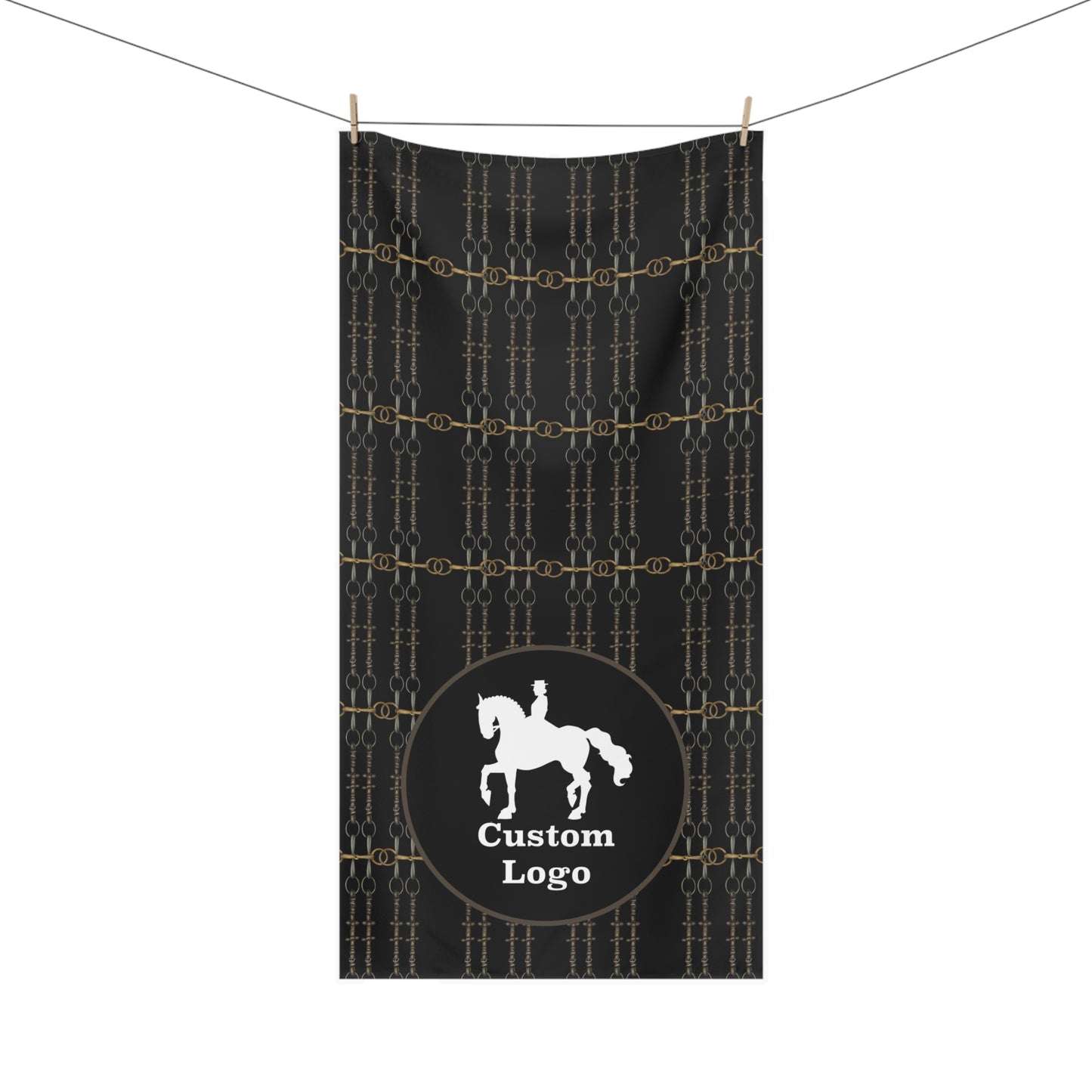 Black Bit Motif Customizable Horse Show Towel
