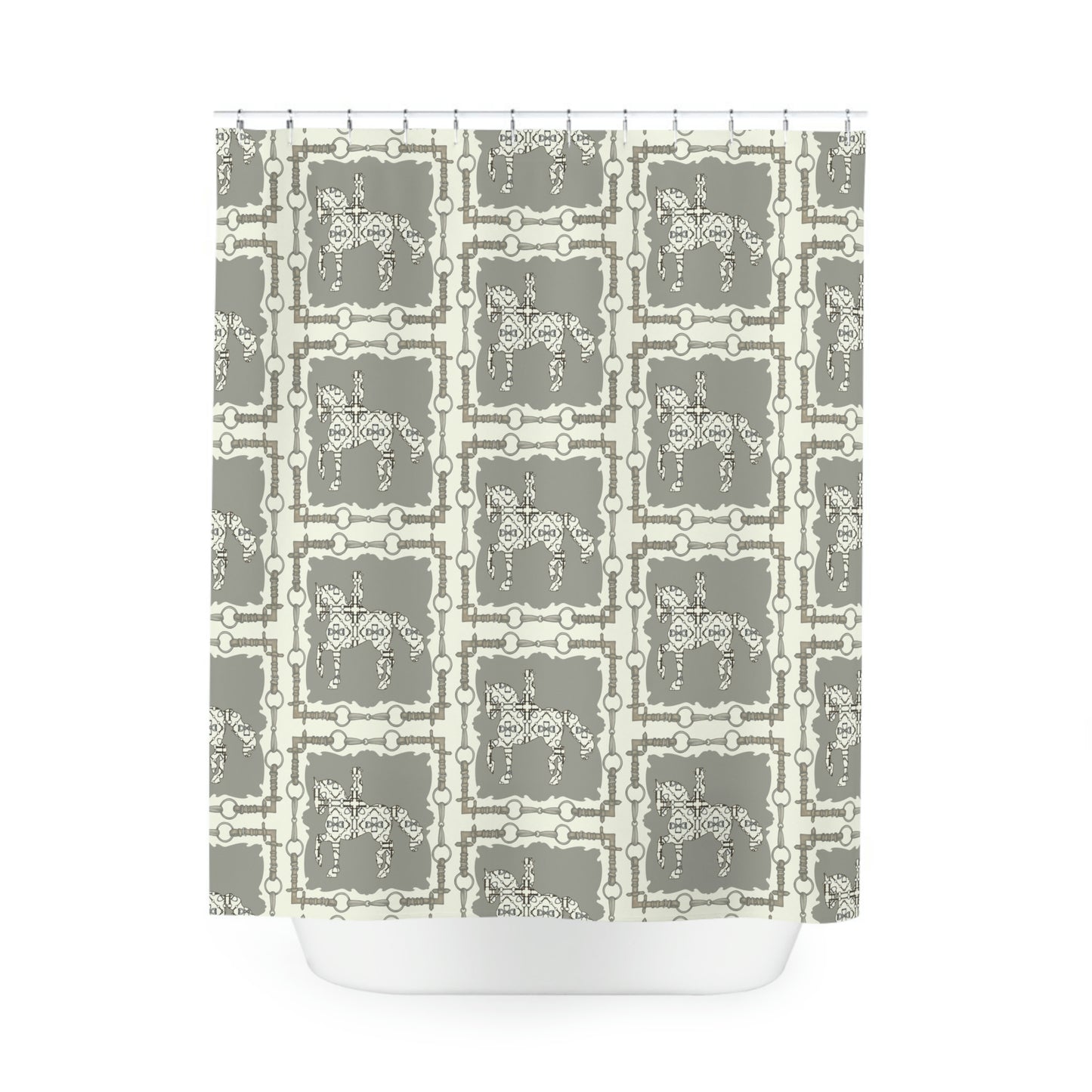 Ivory Dressage Horse Equestrian Shower Curtain