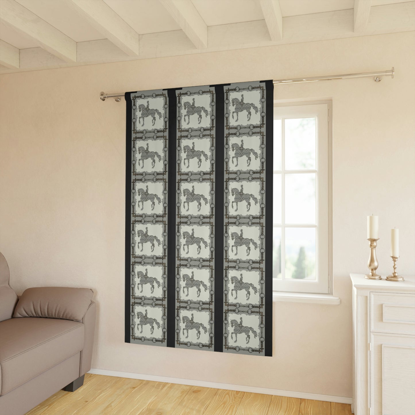 Dressage Piaffe Horse Snaffle Bit Blackout Window Curtain (1 Piece)