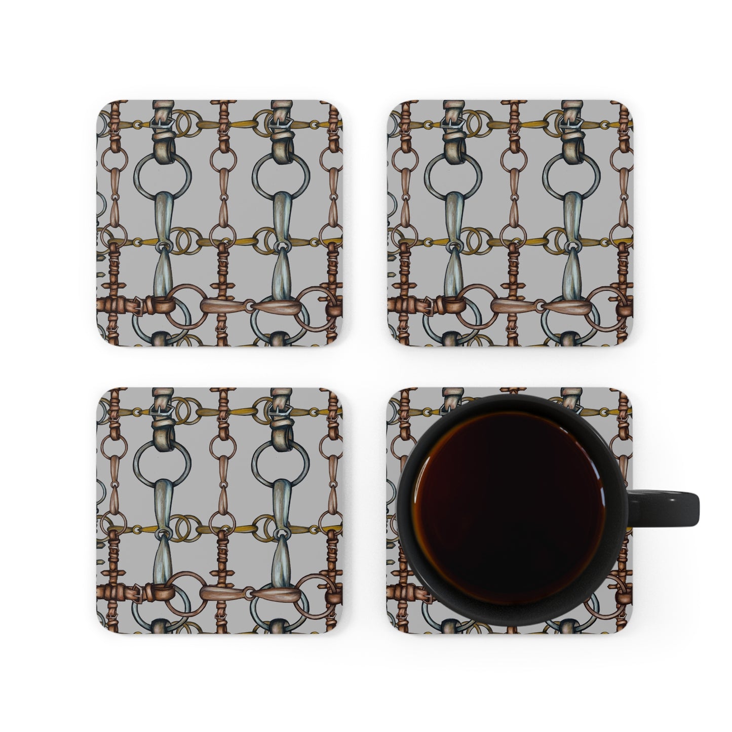 Equestrian Bit Corkwood Coaster Set