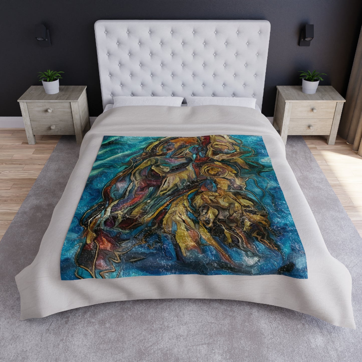 SouthWestern Indian Horse Design on a Velvet Throw. Custom Colors available