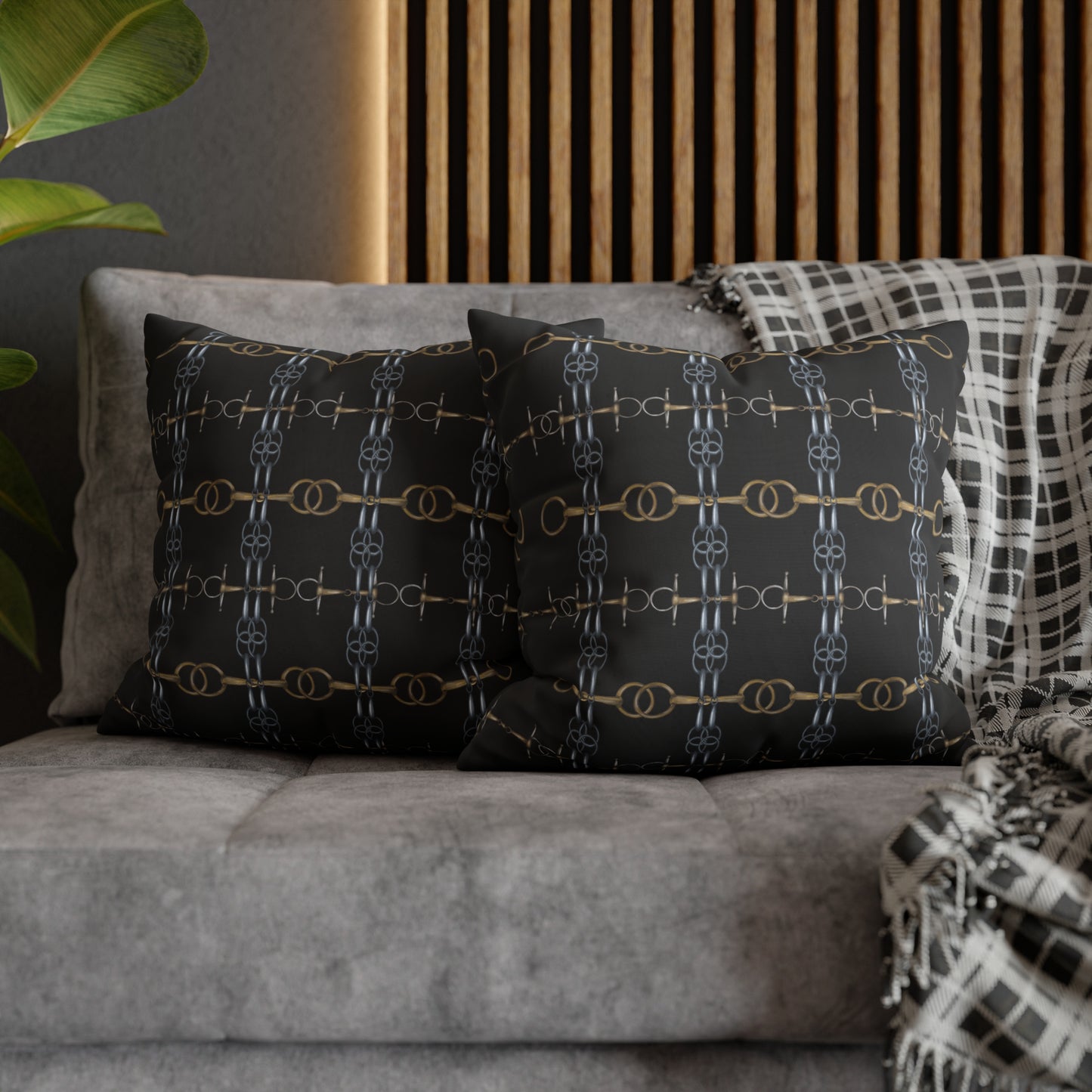 Black Bit Motif Double Sided Pillow Case