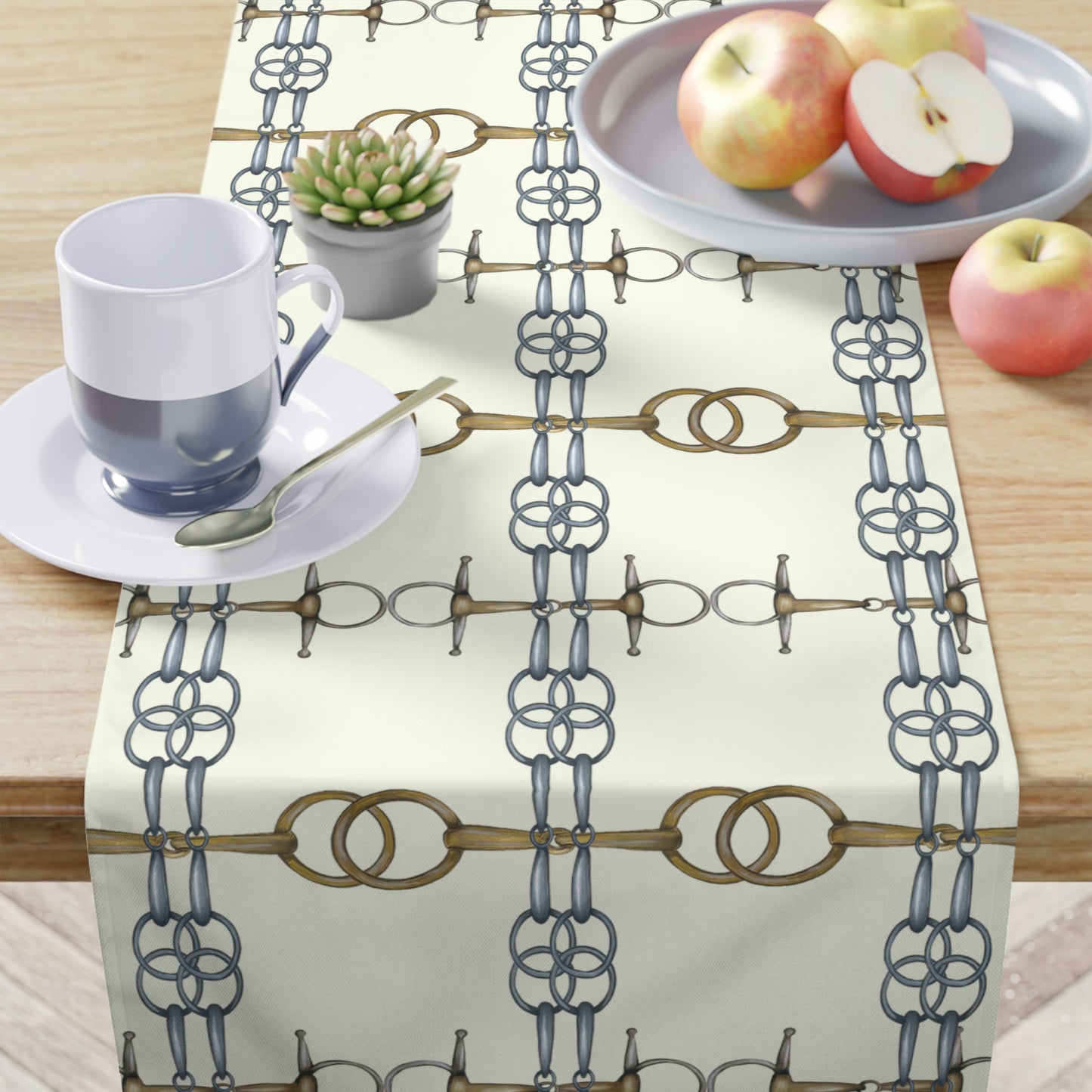 Equestrian Snaffle Bit ivory Table Runner
