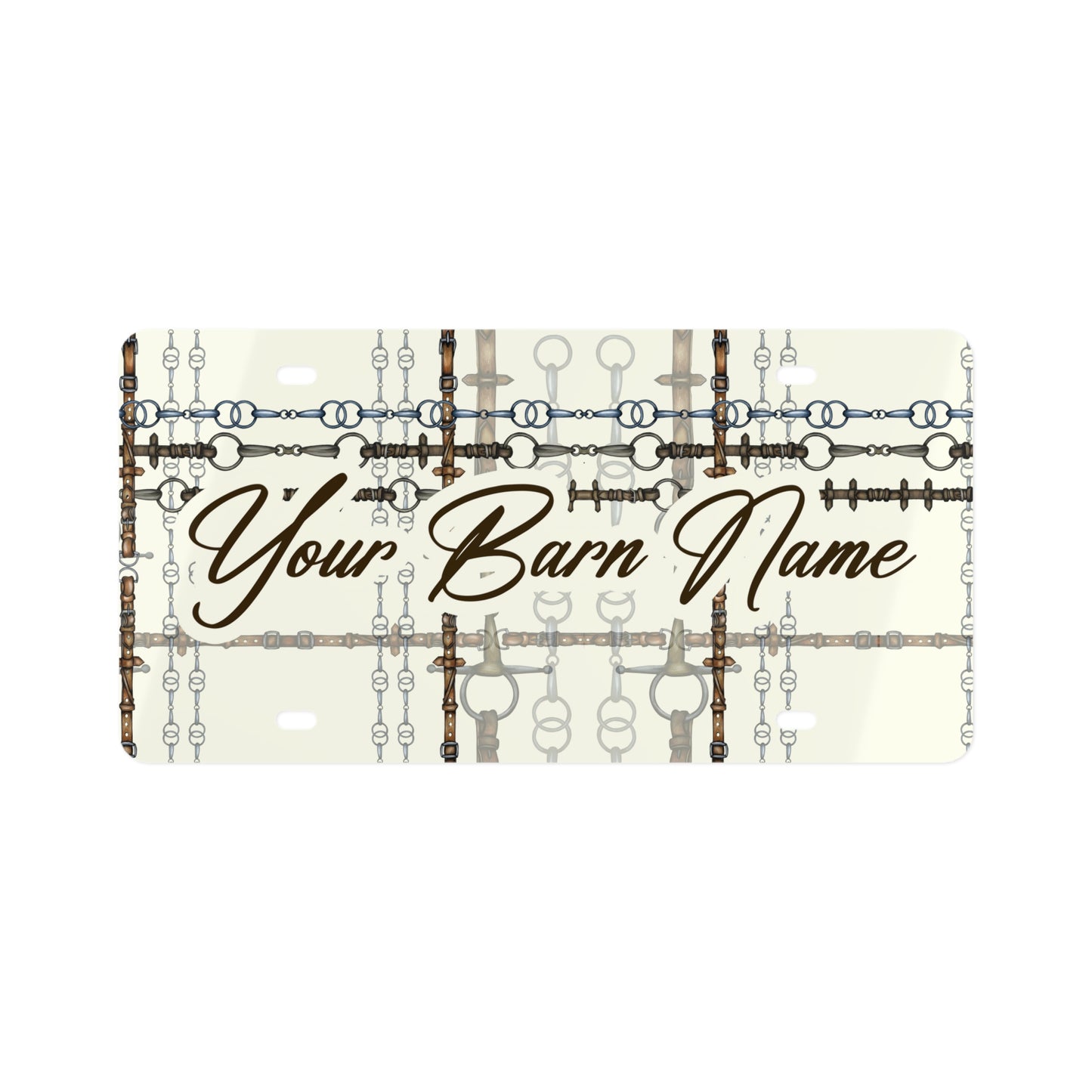 Customizable Ivory Equestrian Style License Plate