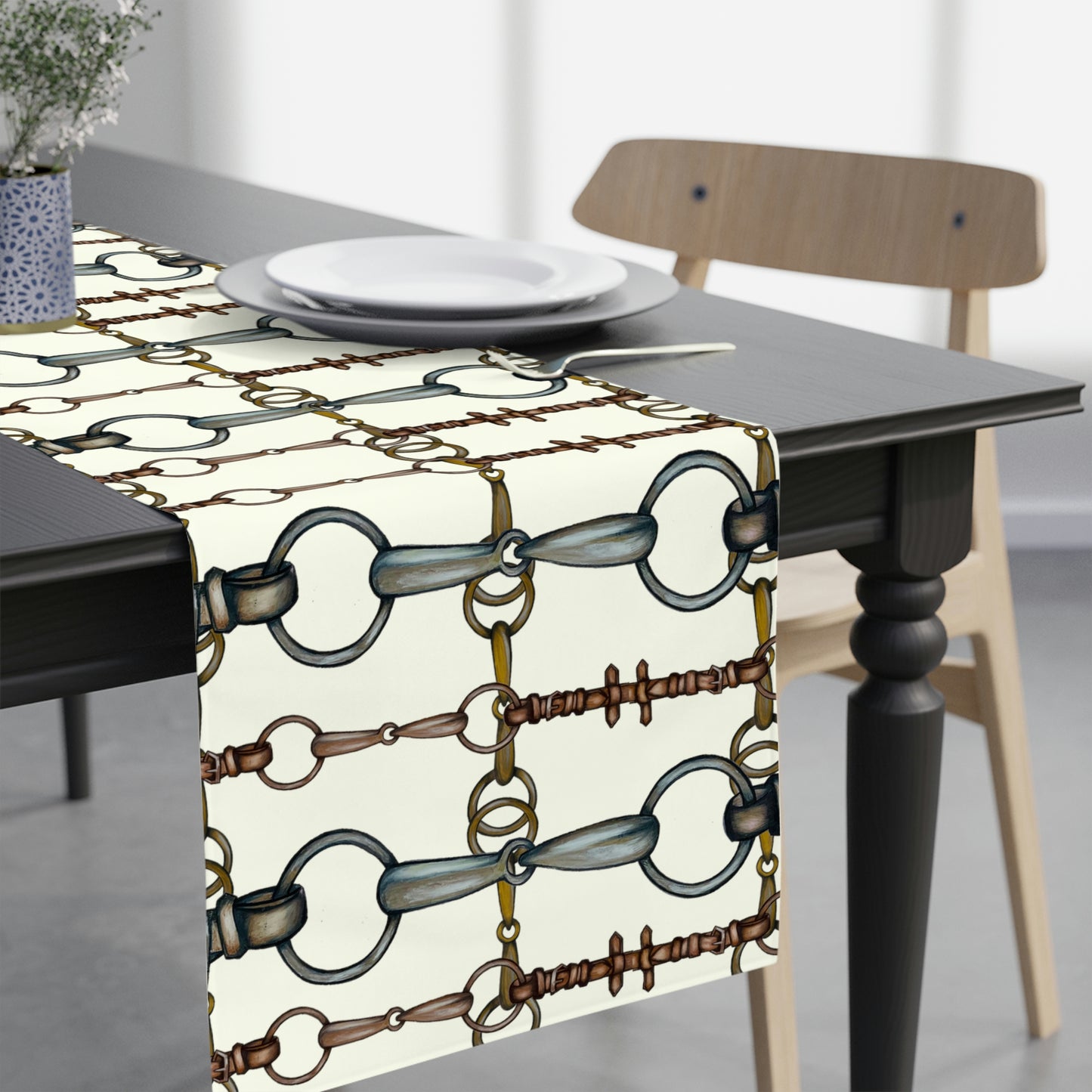 ivory snaffle Bit Tan Table Runner