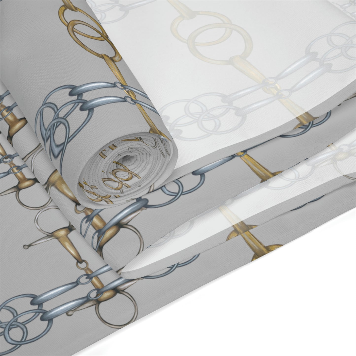 Gray Equestrian Snaffle Bit ivory Table Runner