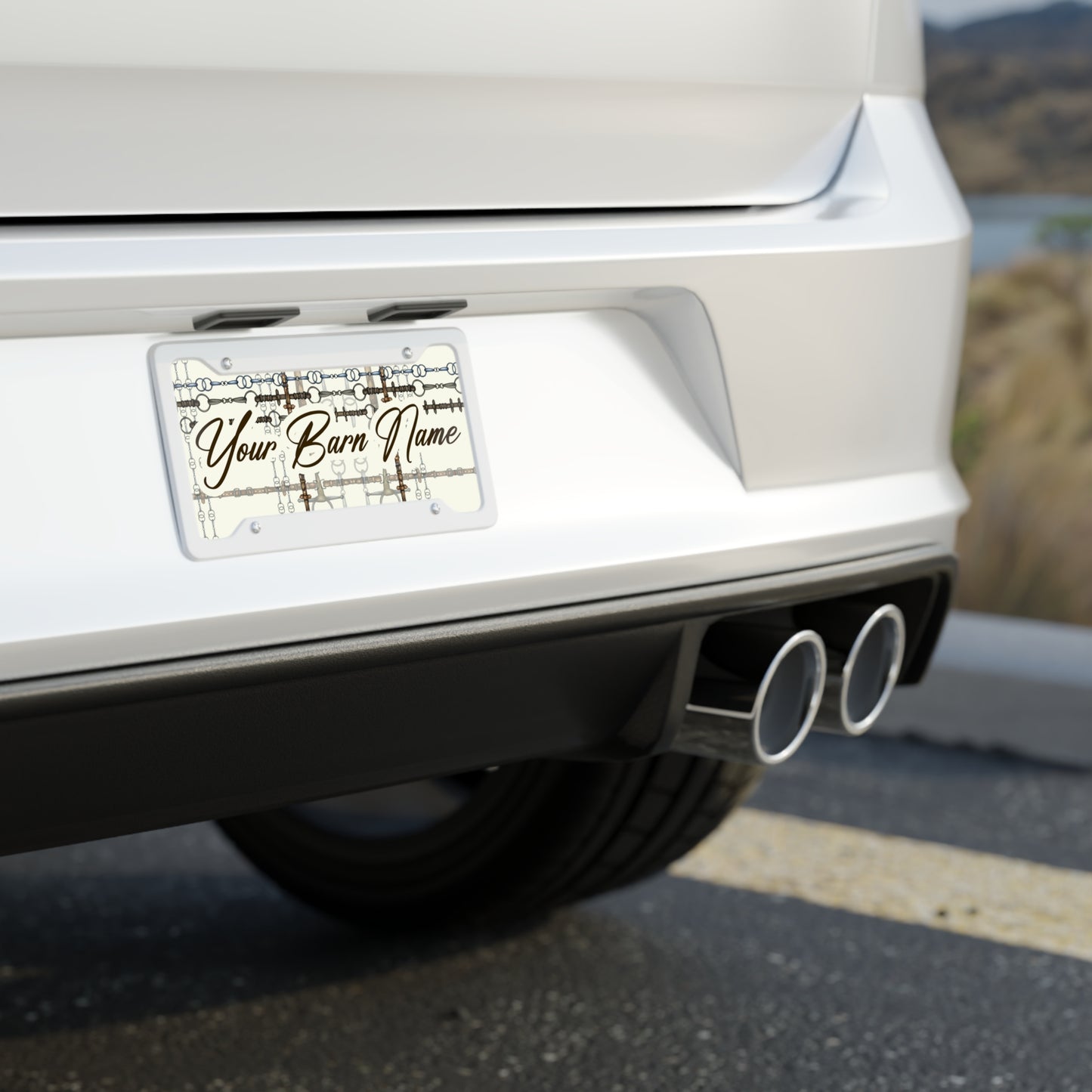 Customizable Ivory Equestrian Style License Plate