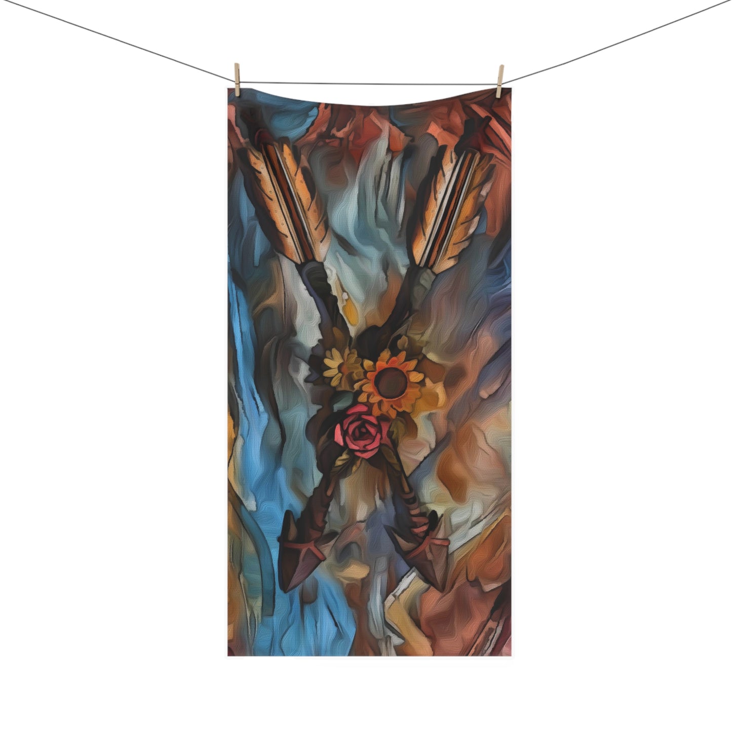 Arrow and Flower Southwestern Luxury Bath Towel