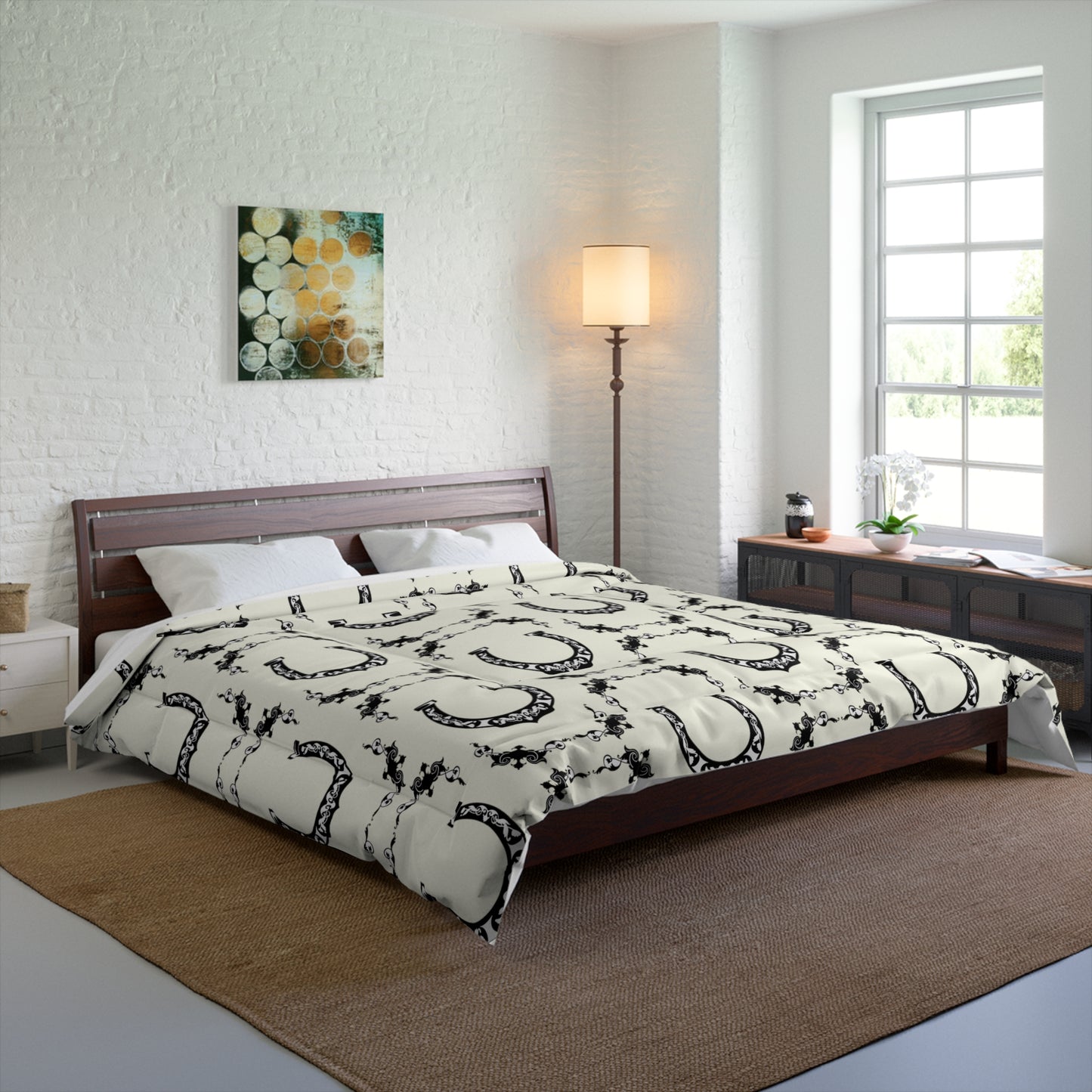 Horse Shoe Motif Equestrian Comforter