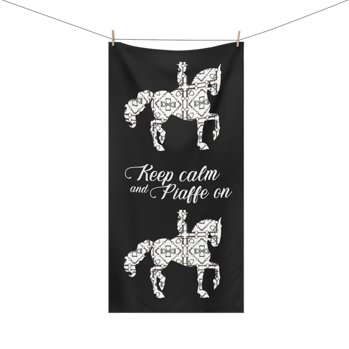 Black and White Dressage Horse Luxury Bath Towel