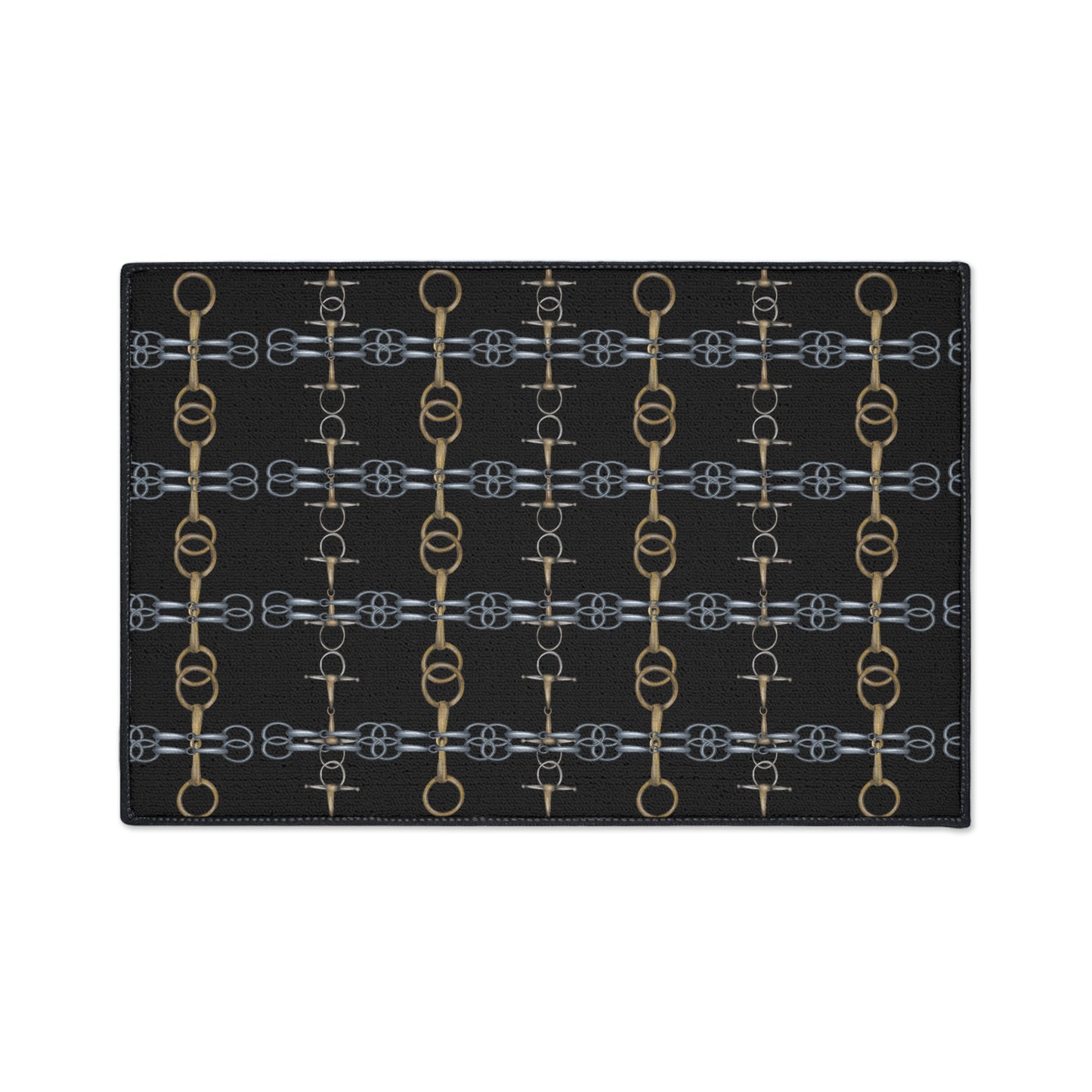 Black Equestrian Bit Heavy Duty Floor Mat