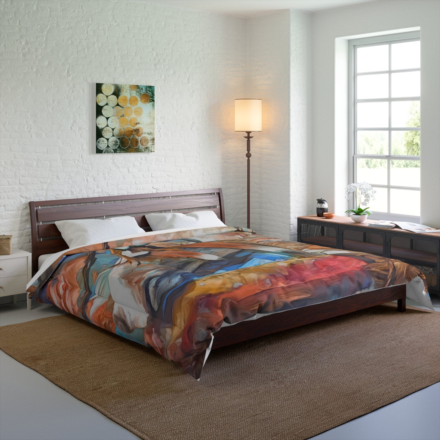 Southwestern Indian Horse with Feathers and Barbed Wire Motif Comforter
