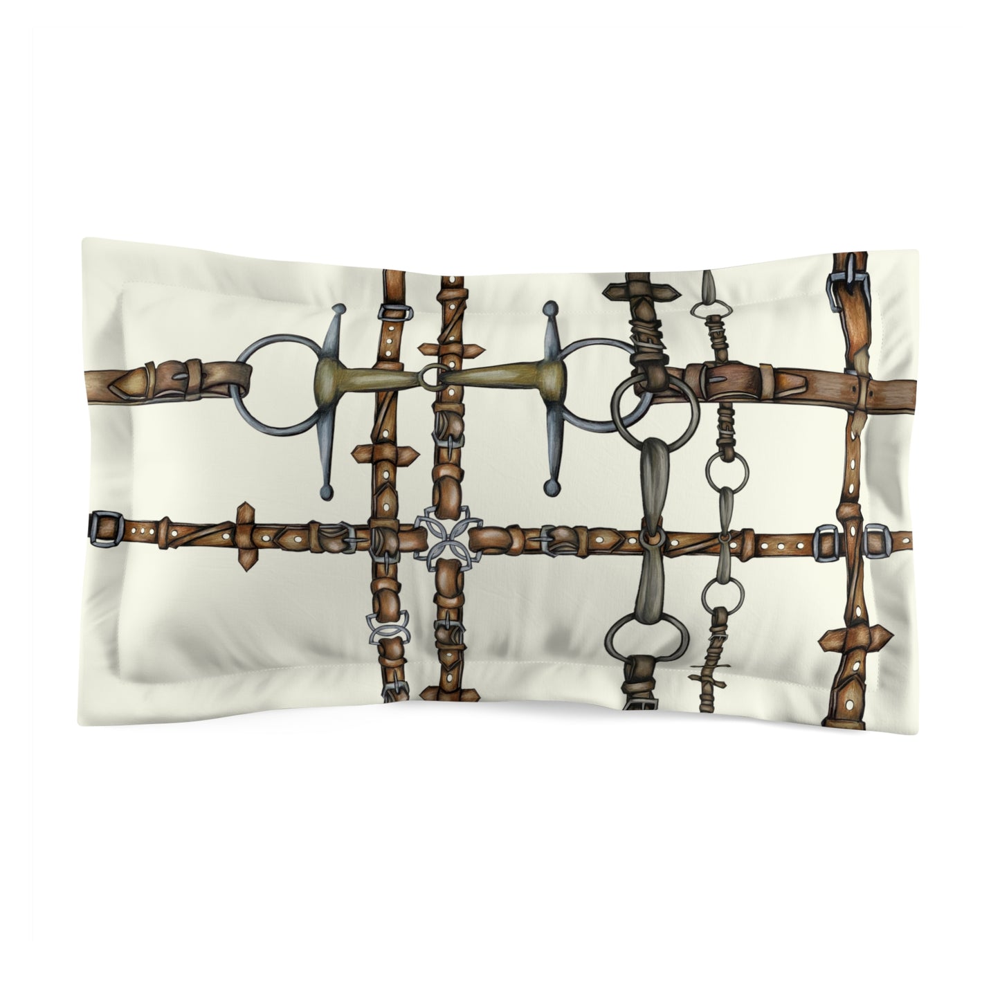 Copy of Ivory Equestrian Bit Motif Microfiber Pillow Sham