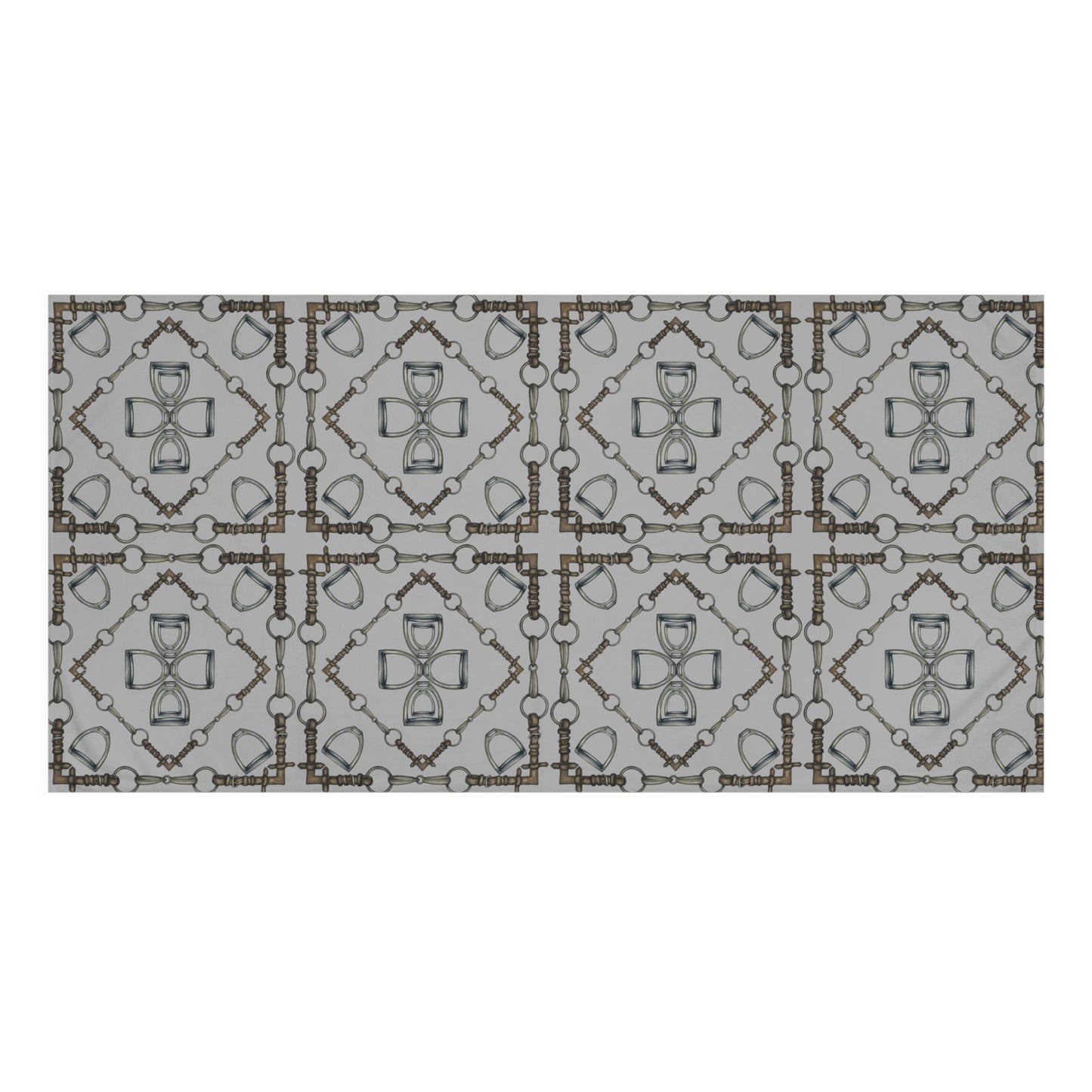 Geometric Snaffle Bit and Stirrup Motif Luxury Bath Towel