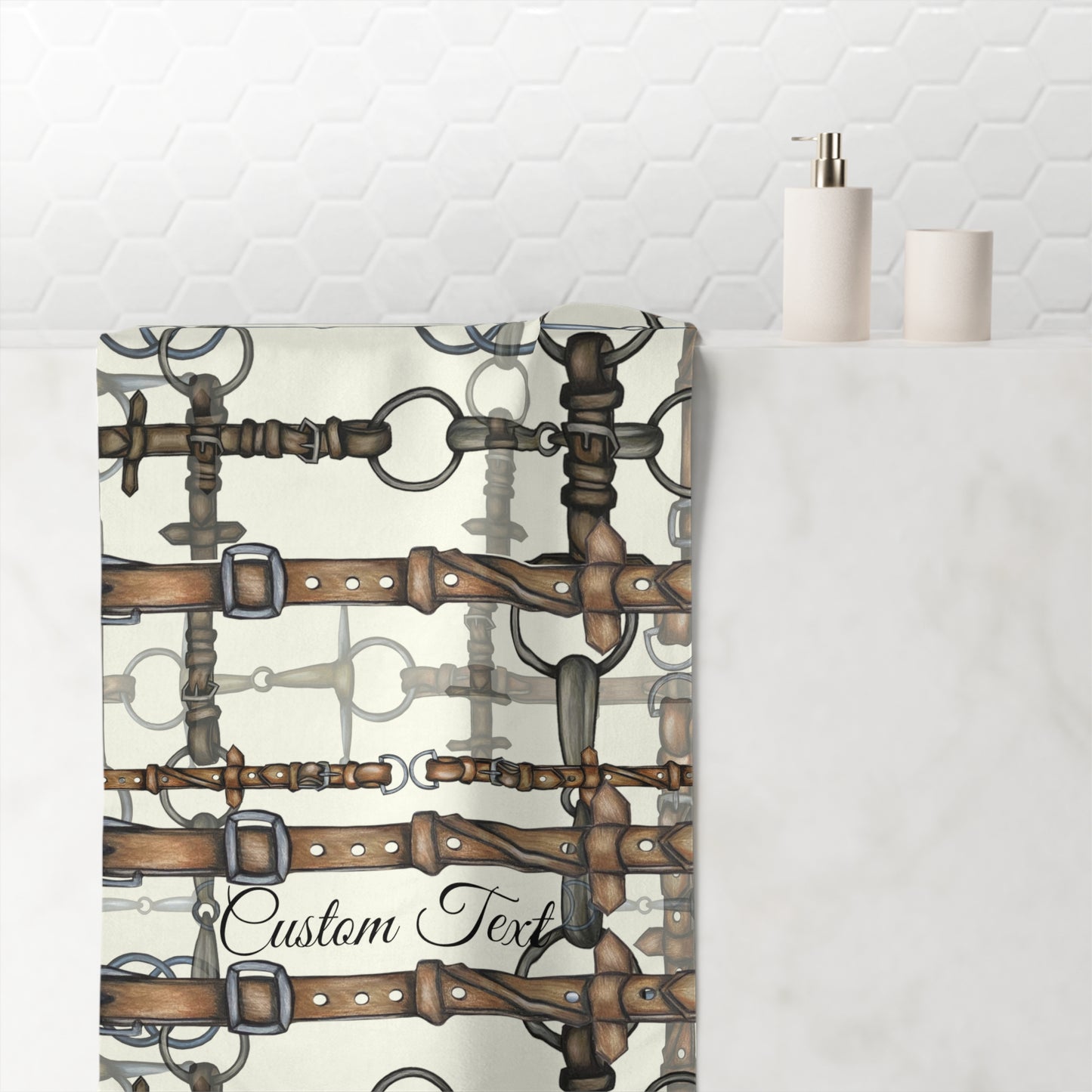 Custom Text Logo Snaffle Bit Premium Towel Design