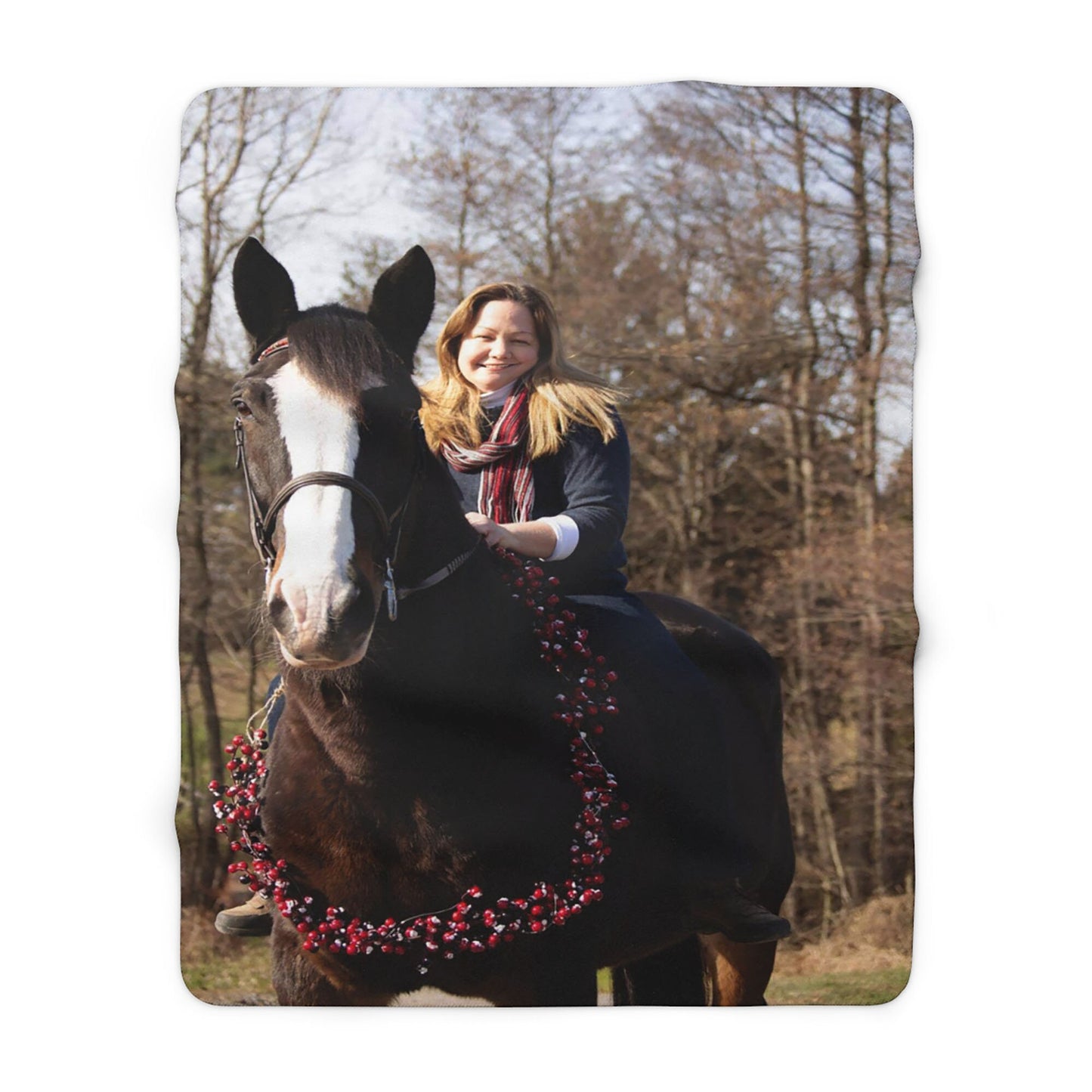 CUSTOM Your Horse/Dog/Cat/Pets Picture and Name on Sherpa Fleece Blanket - Horse Lovers Gift
