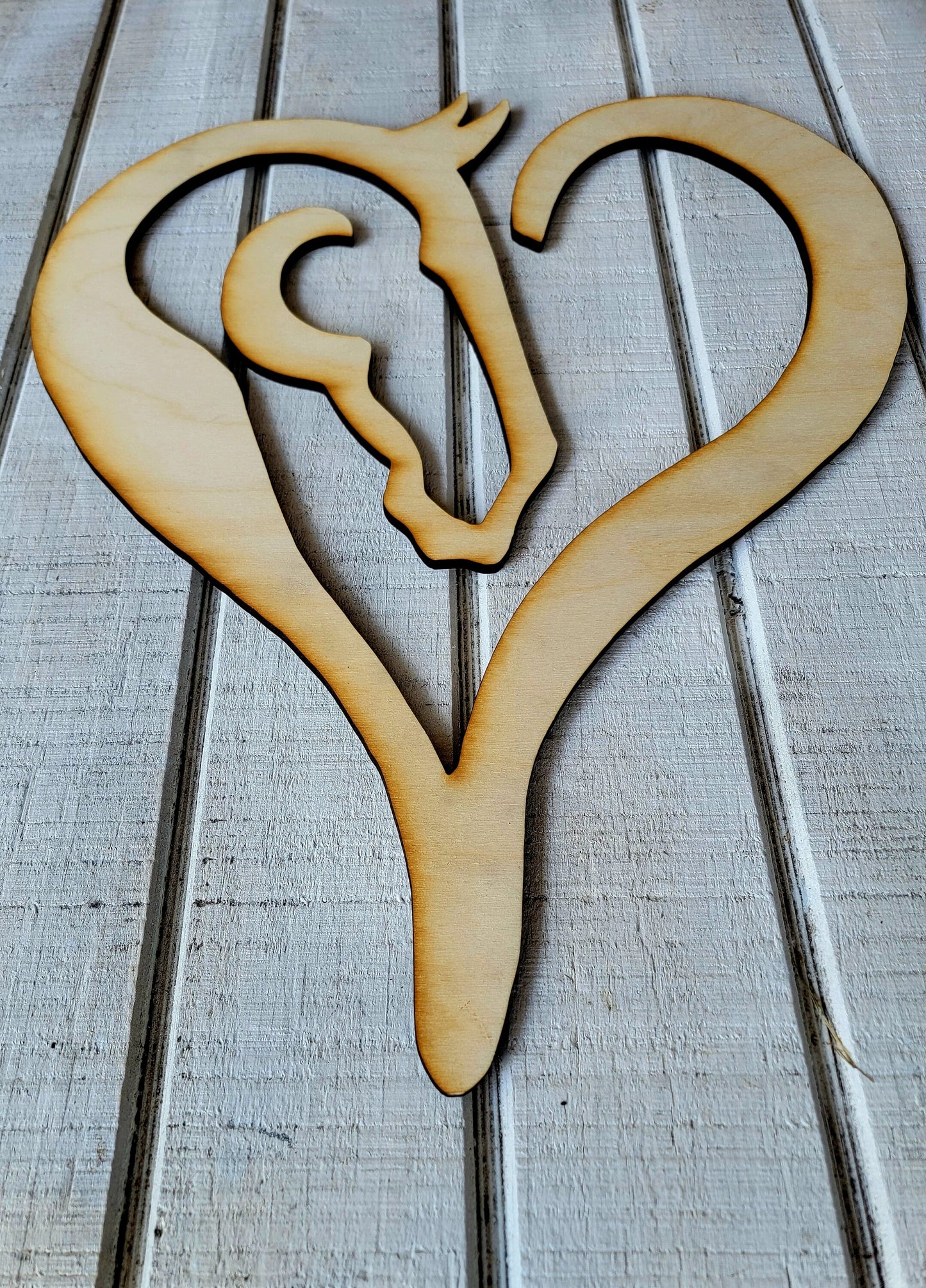 Wood Heart Horse Custom Design Cutout - Wooden Craft Supplies & Shapes - Laser Cut Horse Head Shape BLANK DIY - Decorated Horse Available