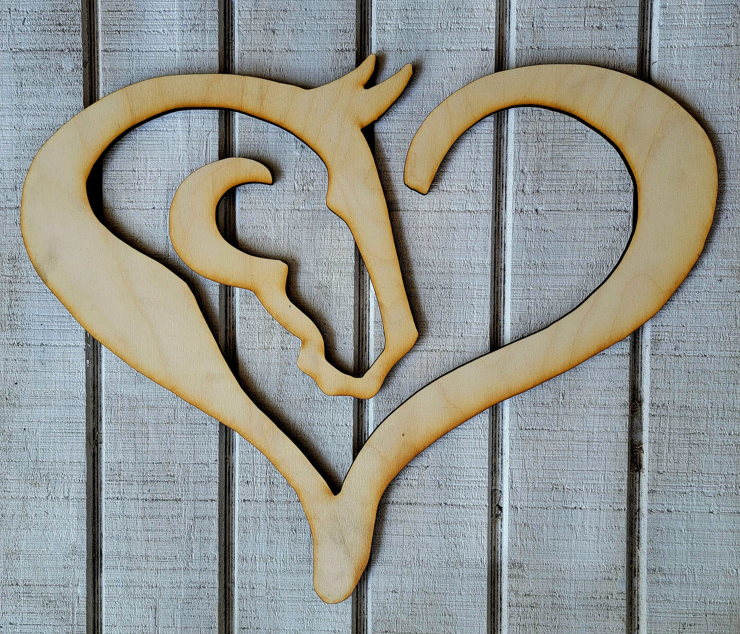 Wood Heart Horse Custom Design Cutout - Wooden Craft Supplies & Shapes - Laser Cut Horse Head Shape BLANK DIY - Decorated Horse Available