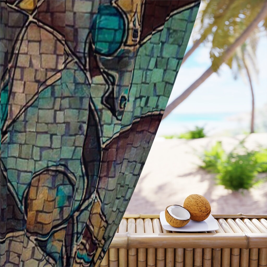 Mosaic Horse Window Curtains (1 Piece)