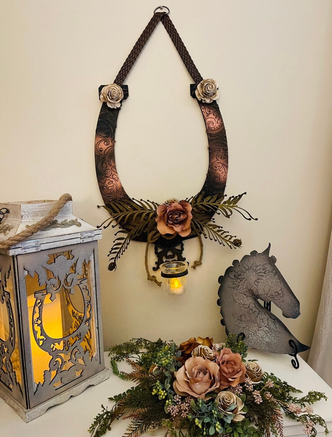 Leather-Look Horseshoe Sconce