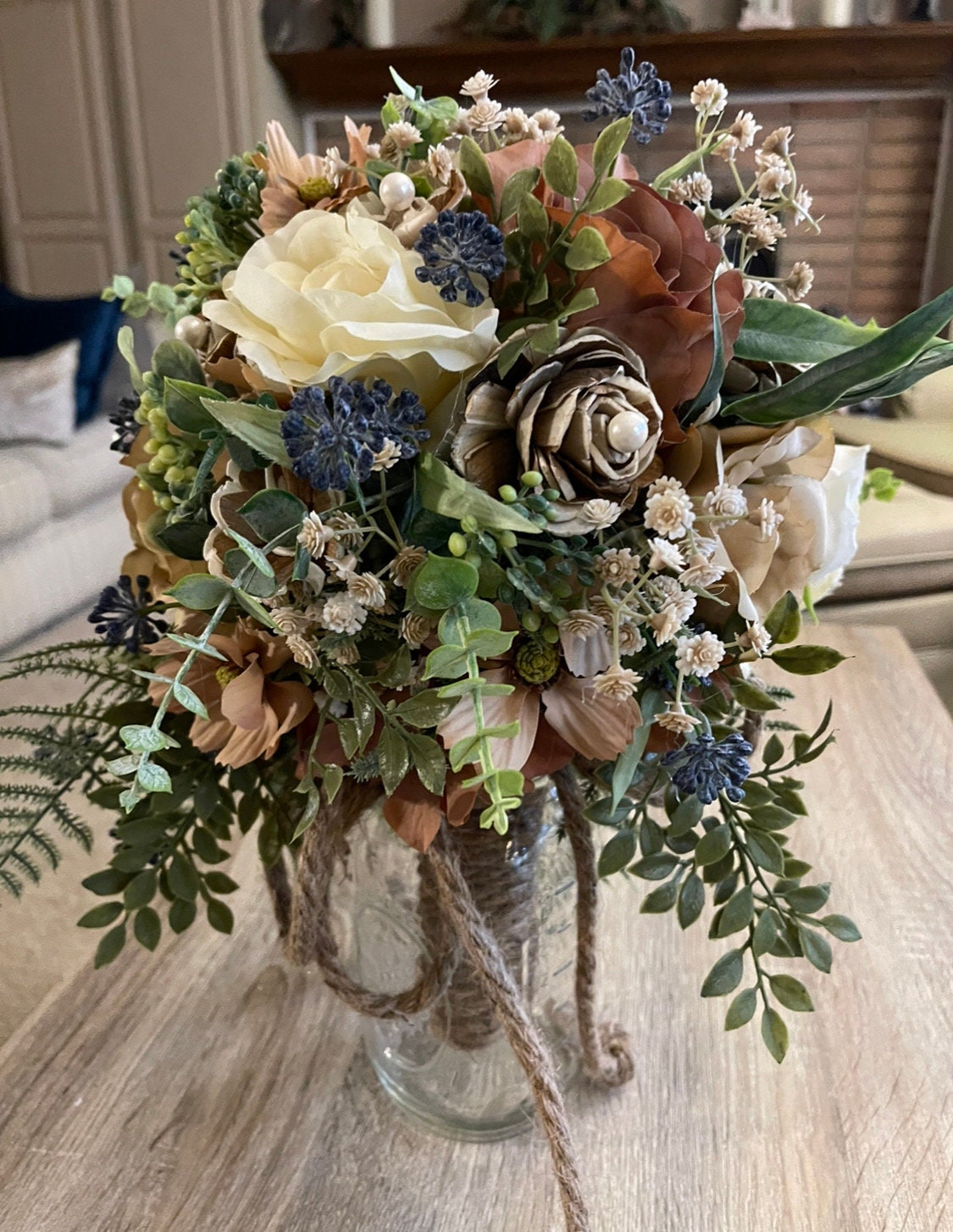Custom Wedding Bride Bouquet w/ 4 Cake Arrangements - Bridesmaid Flower Bouquet - Bridal Throw Bouquet - Rustic Farmhouse Wedding Decor