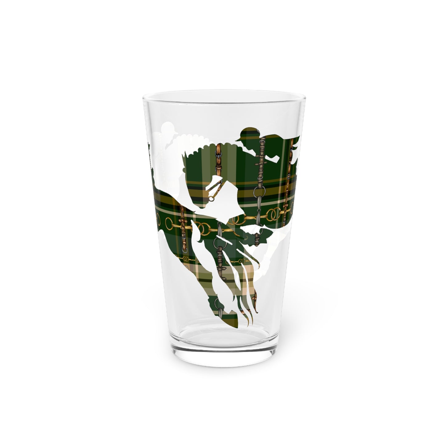 JUMPING HORSE PLAID Pint Glass, 16oz