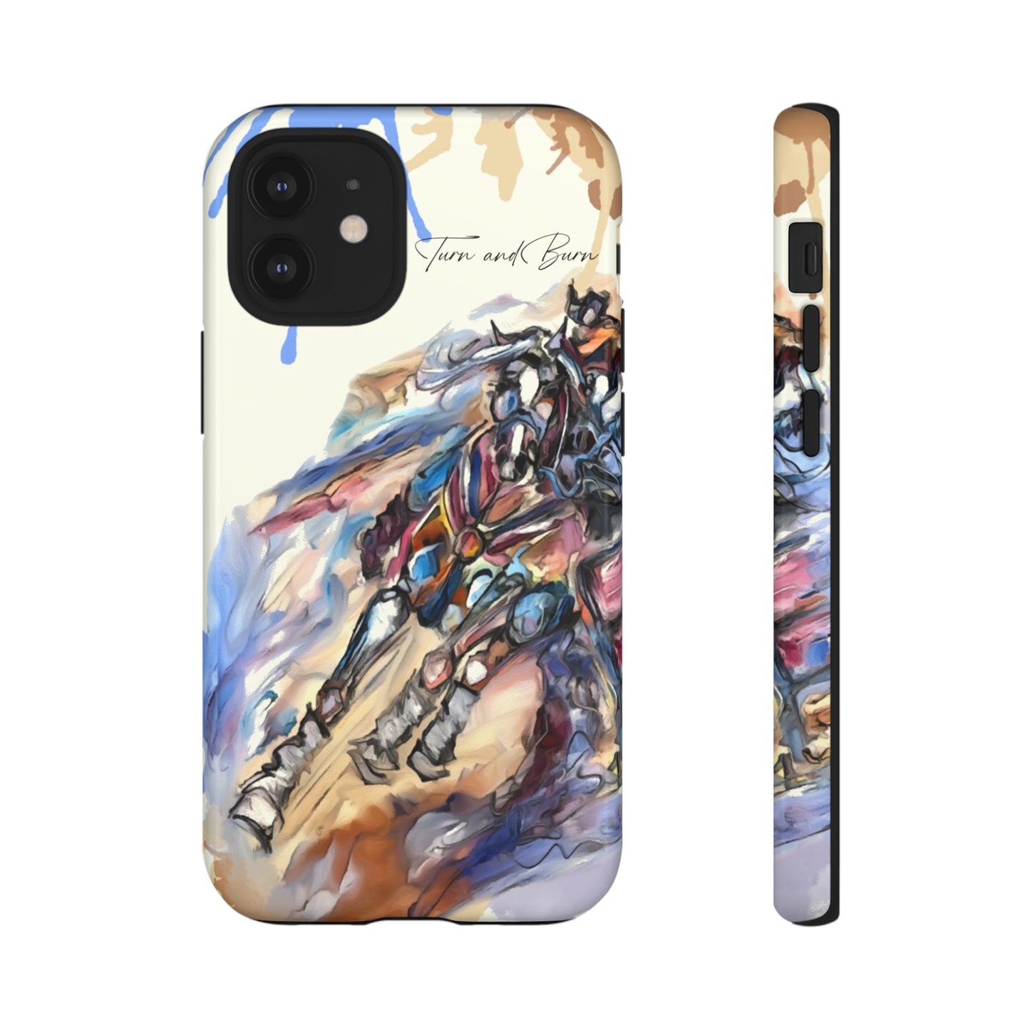 Barrel Racer Art Turn and Burn Watercolor Horse Horse Lover Gift Study Tough Case Phone Case.